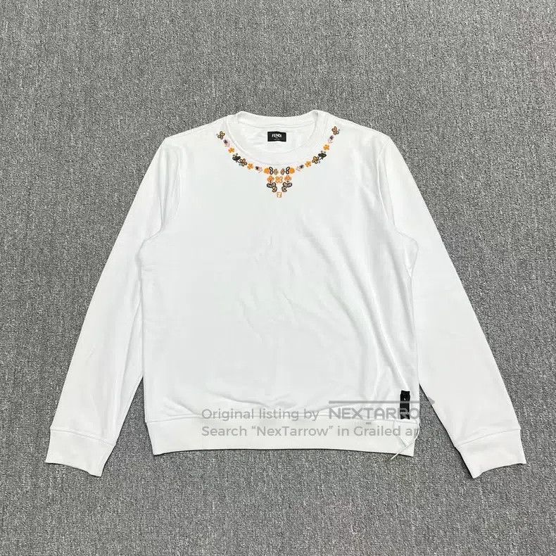 Fendi Fendi SS23 White Floral Embroidered Sweatshirt Size US L / EU 52-54 / 3 - 1 Thumbnail