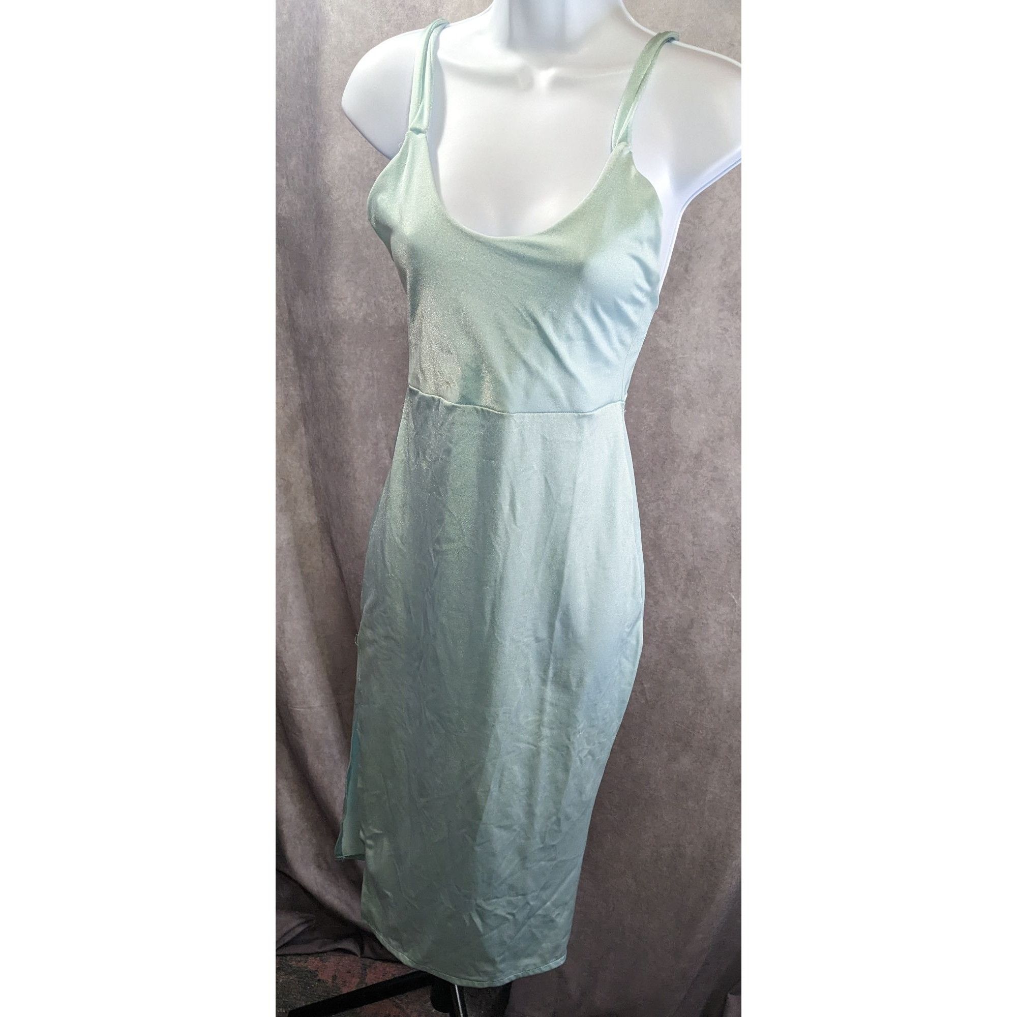 Other Vintage Light Blue Slip Dress Nightgown With Strappy Open Ba Size ONE SIZE - 4 Thumbnail