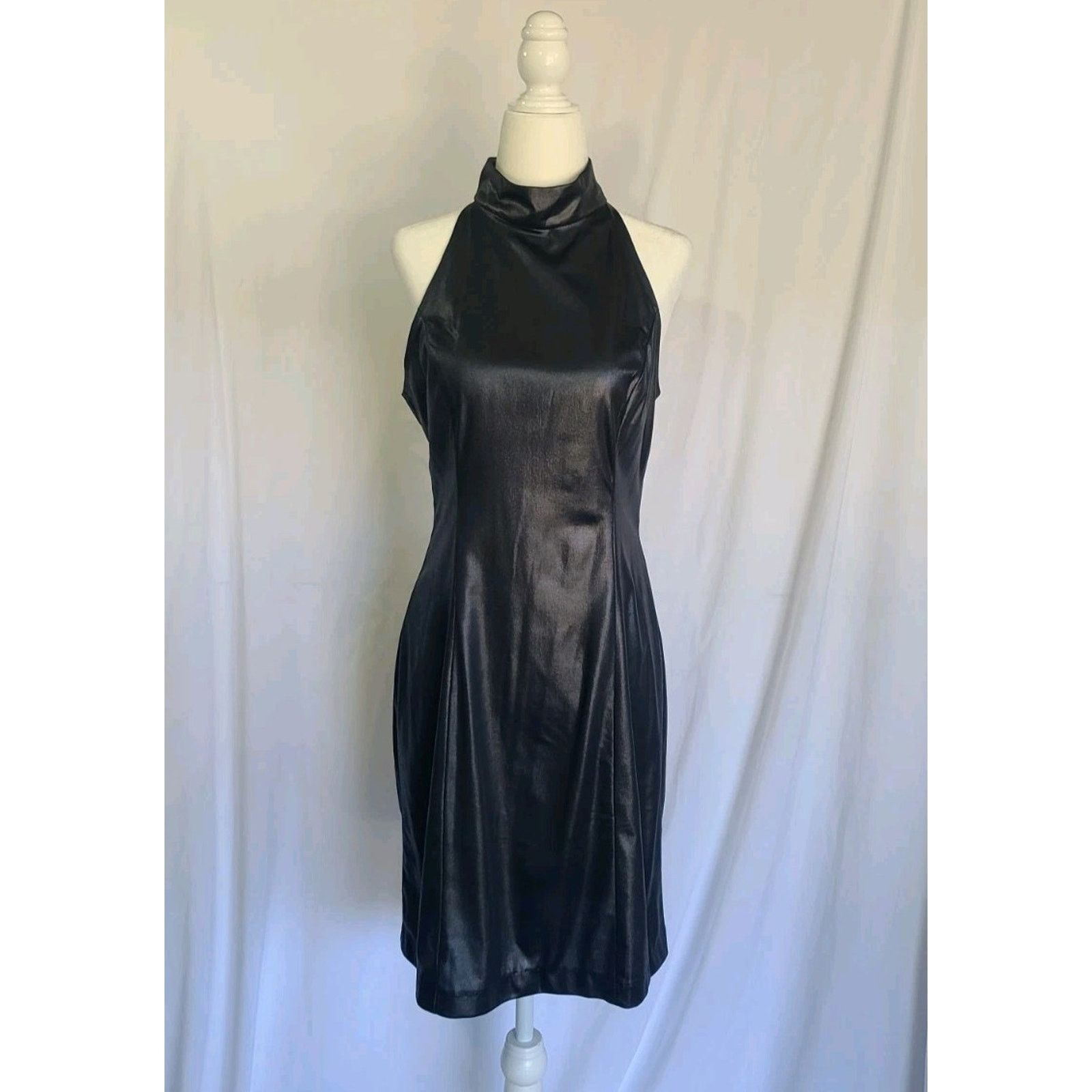 Vintage Frederick's of Hollywood Y2K Black Halter Dress 6-8