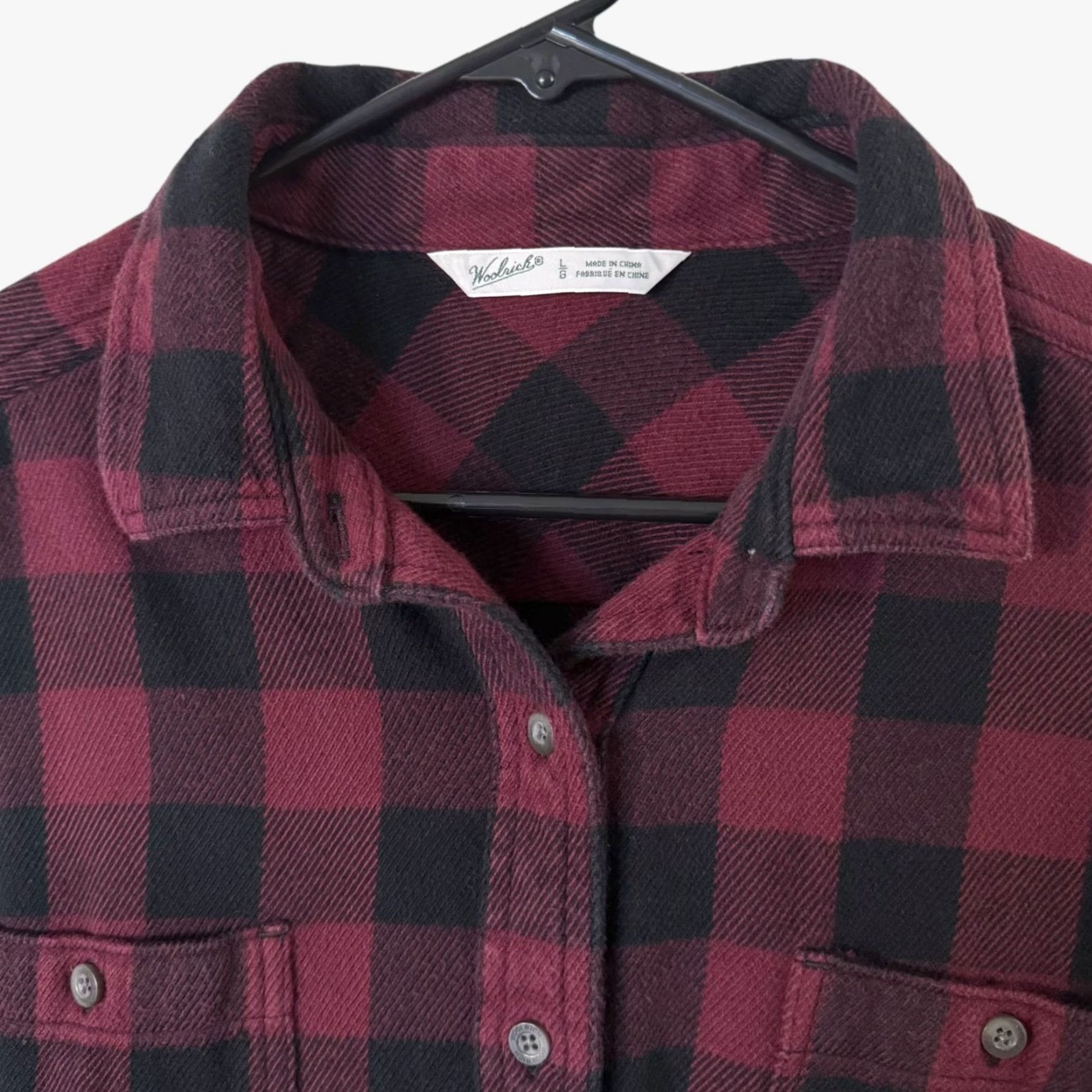 Vintage Woolrich Buffalo Check Flannel Shirt Red Women's Large Plaid Cotton Button-Up Size L / US 10 / IT 46 - 5 Thumbnail