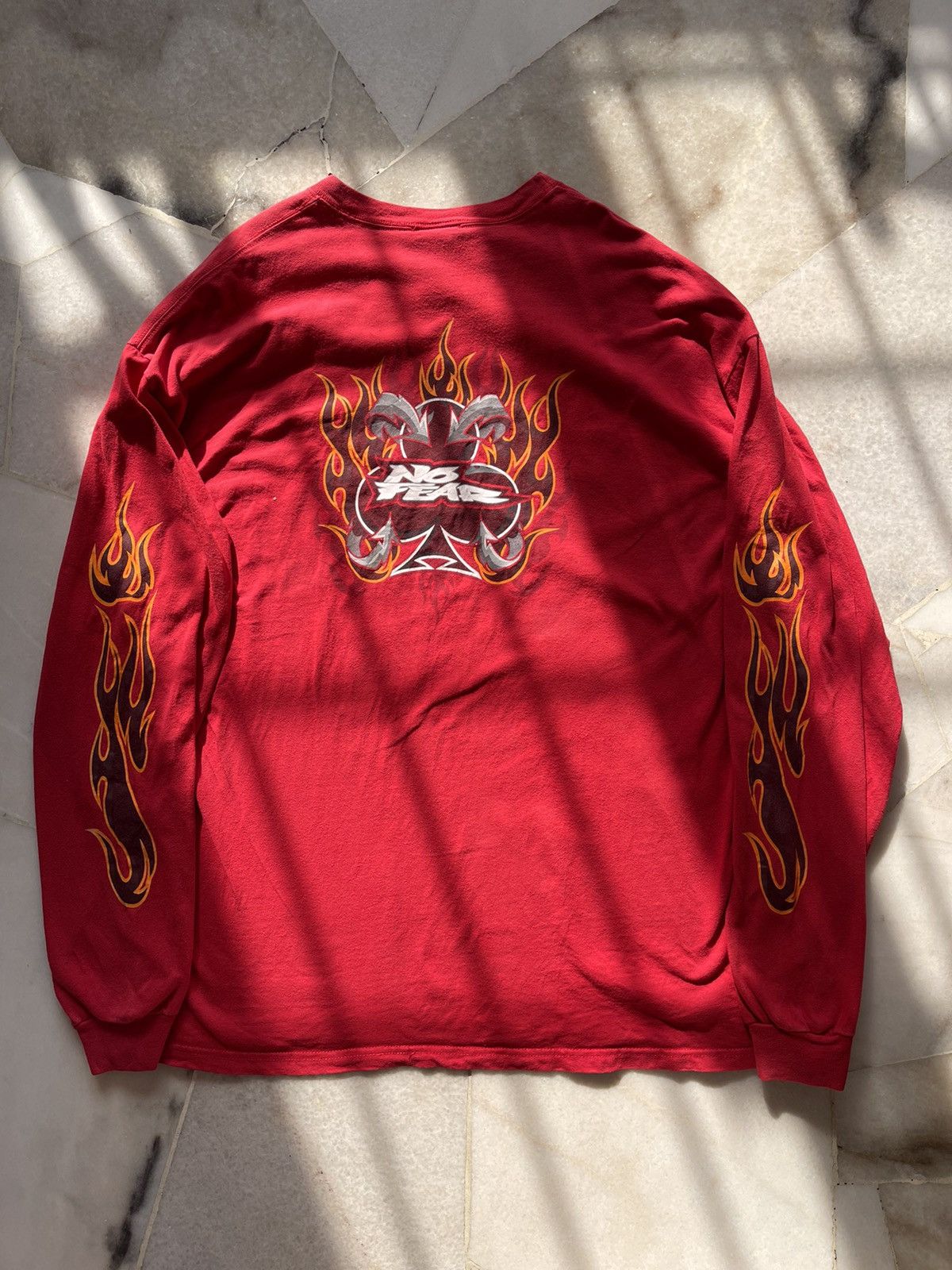 Hook-Ups × No Fear × Vintage 90s No Fear Flame Long Sleeve Size US XL / EU 56 / 4 - 1 Thumbnail