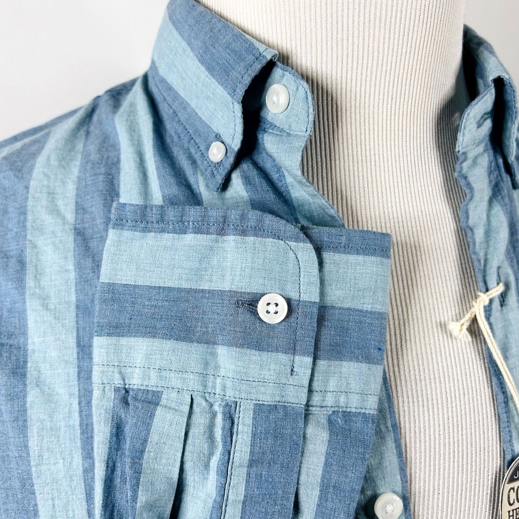 J.Crew J.CREW Shirt Button-Down Striped Slim Heathered Cotton Blue NWT Small Size US S / EU 44-46 / 1 - 5 Thumbnail