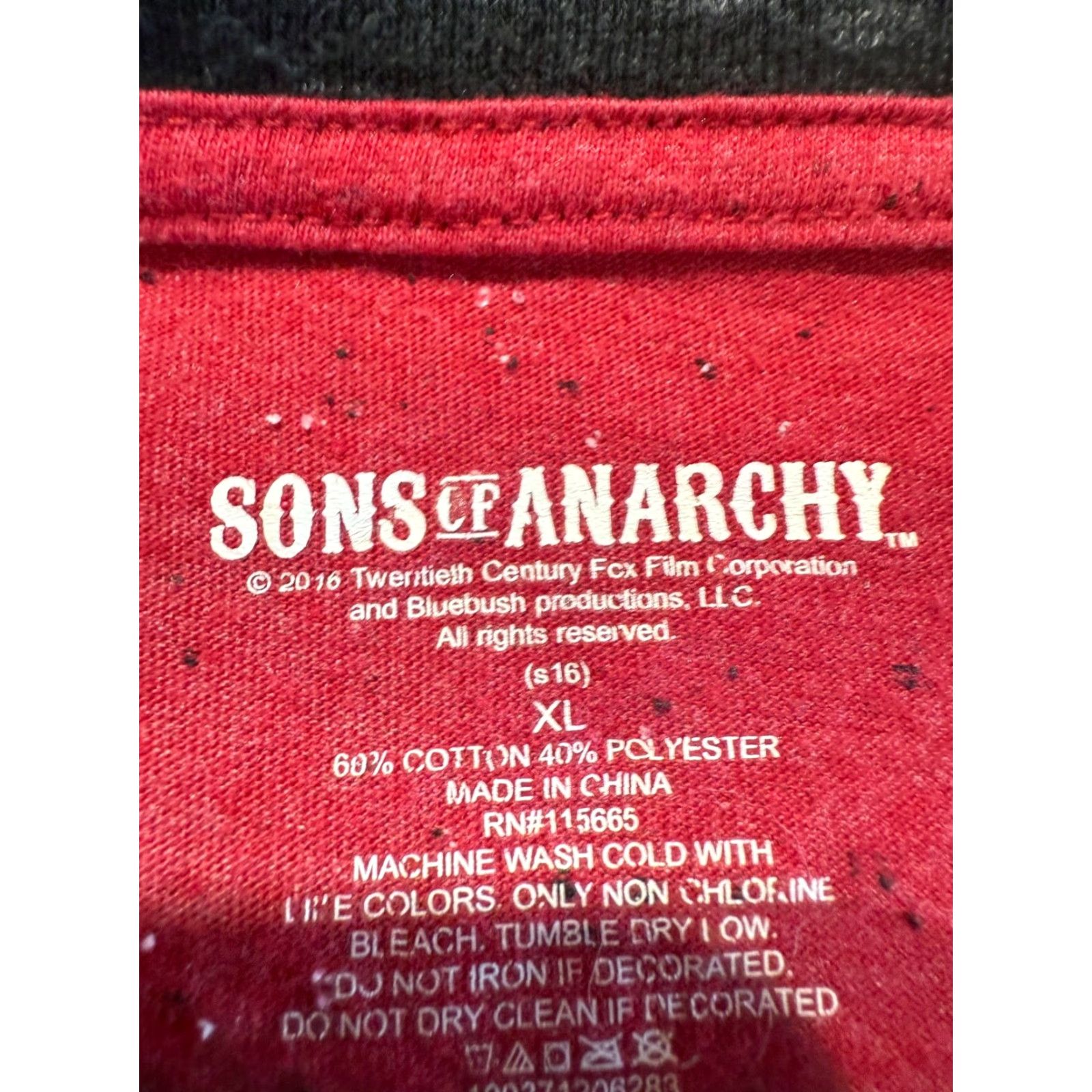 Vintage Sons Of Anarchy Mens Shirt XL Red Long Sleeve Cotton Blend SOA T-Shirt Crew Neck Graphic Print Size US XL / EU 56 / 4 - 4 Thumbnail