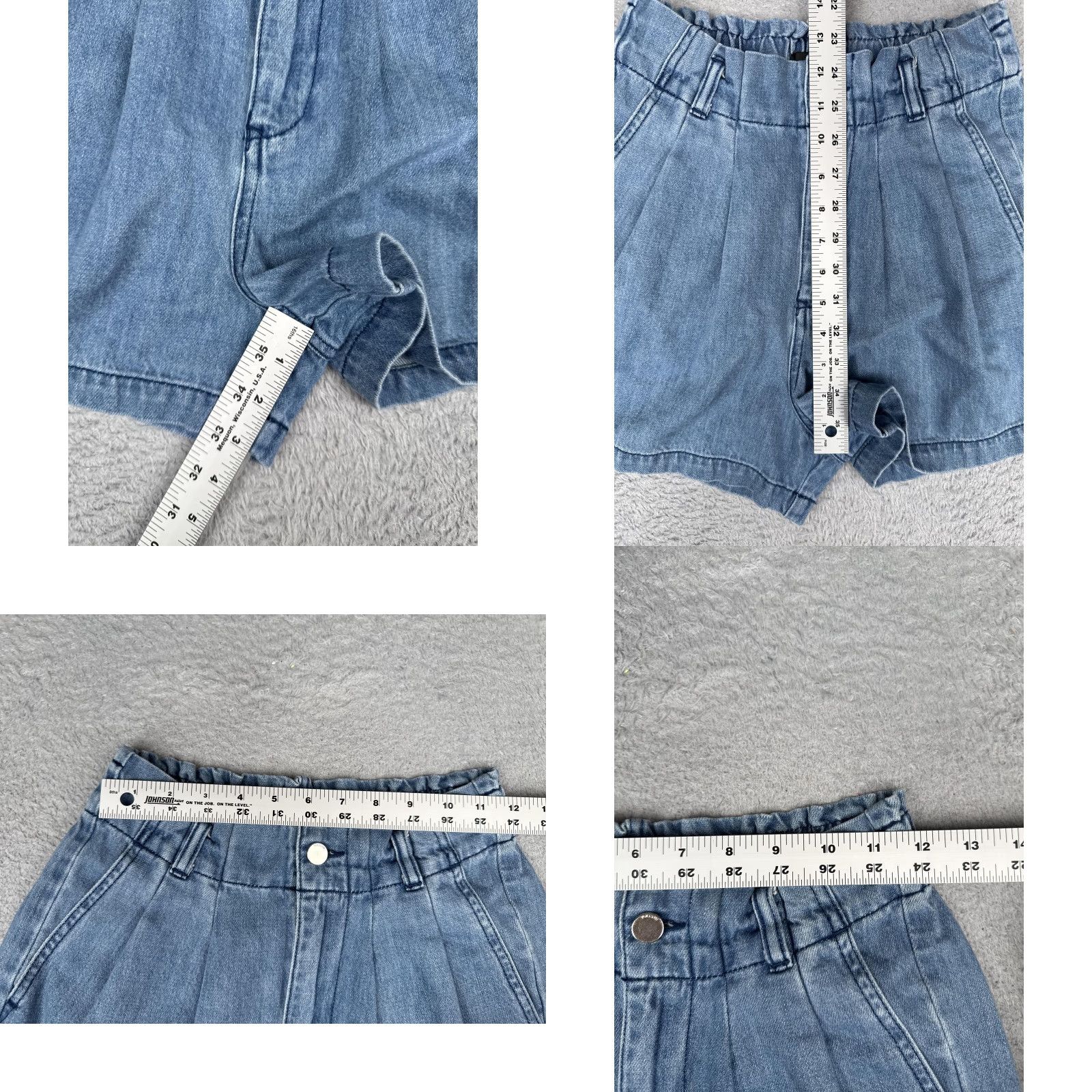 Volcom Volcom Denim Shorts Womens XS Blue High Rise Paperbag Pleated Elastic Waist 3" Summer Beach Casual Womens XS Blue Denim Paperbag Shorts Volcom Size 26" / US 2 / IT 38 - 8 Thumbnail