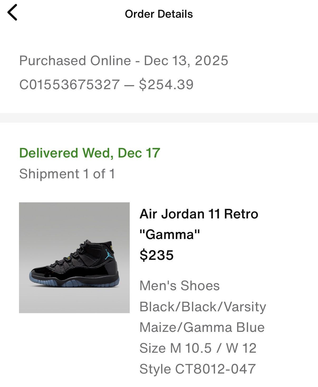 Jordan Brand Nike Air Jordan 11 Retro Gamma Blue 2025 Size 10.5 Men’s Size US 10.5 / EU 43-44 - 11 Thumbnail