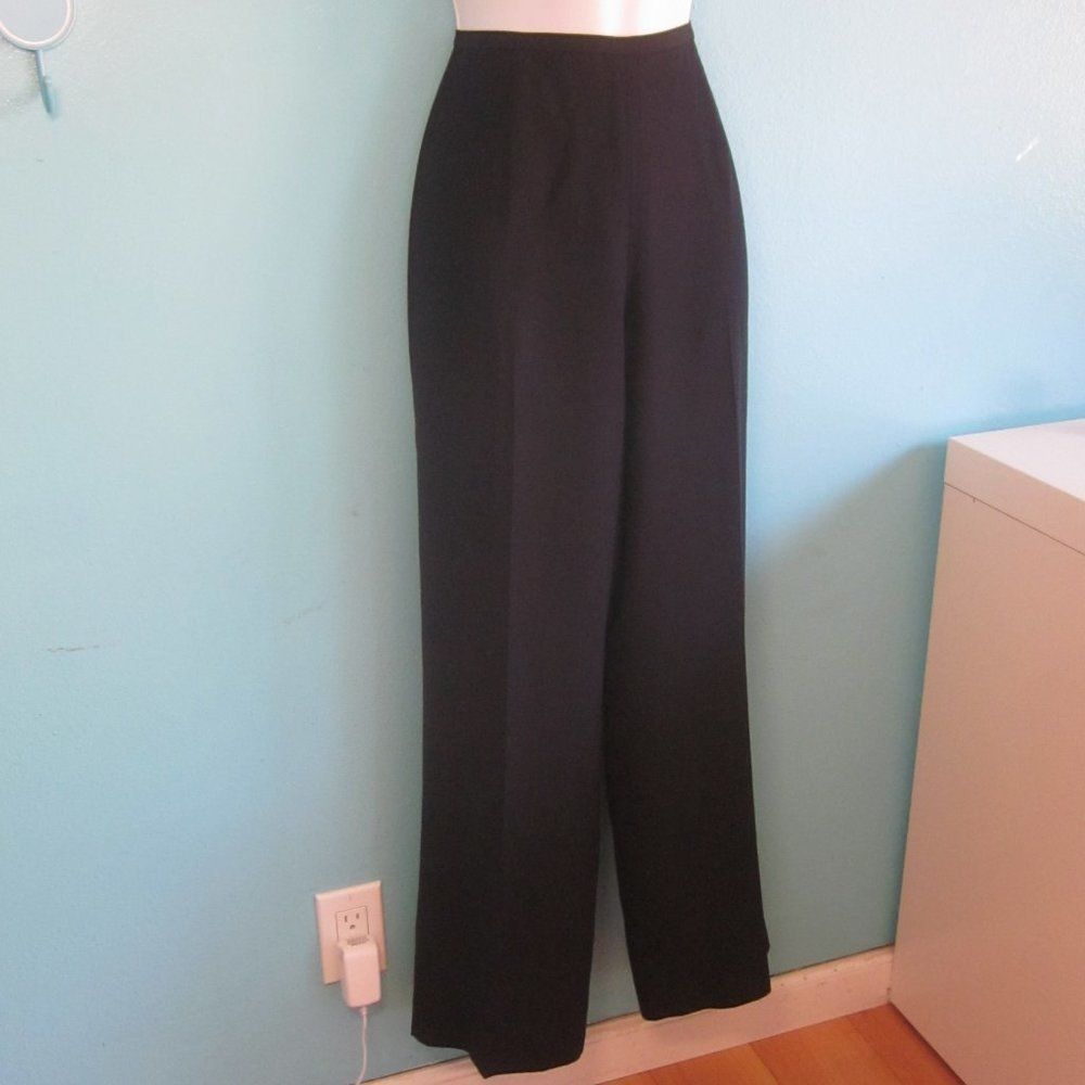 Worth Silk Wide Leg Trousers Black/ Very Dark Navy Blue Drap