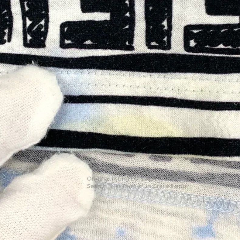Fendi Fendi Blue Striped Logo Letter All-Over Print Cotton Crewn Size M / US 6-8 / IT 42-44 - 7 Thumbnail