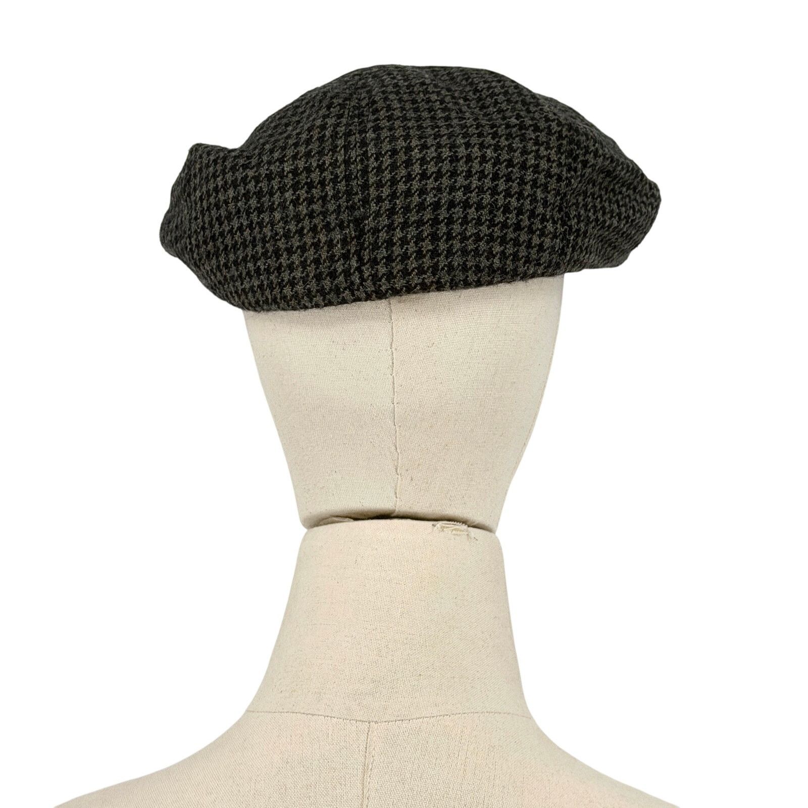 Perry Ellis Vintage 90s Grey Black Houndstooth 100% Wool Newsboy Hat Size ONE SIZE - 9 Thumbnail