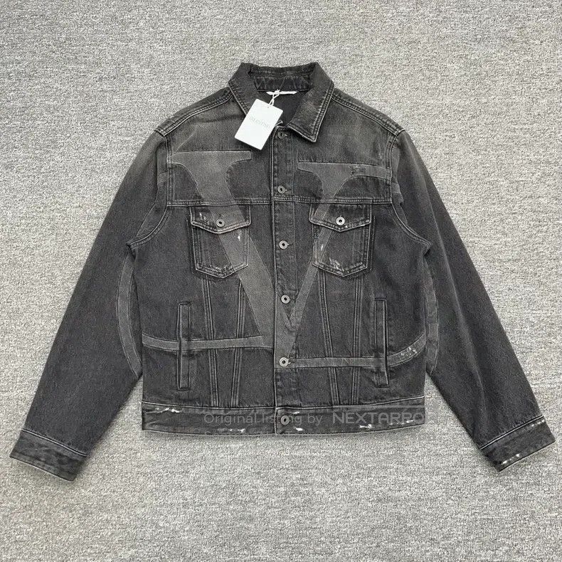 Valentino Valentino Grey big destruction denim jacket jacket Size M / US 6-8 / IT 42-44 - 1 Thumbnail