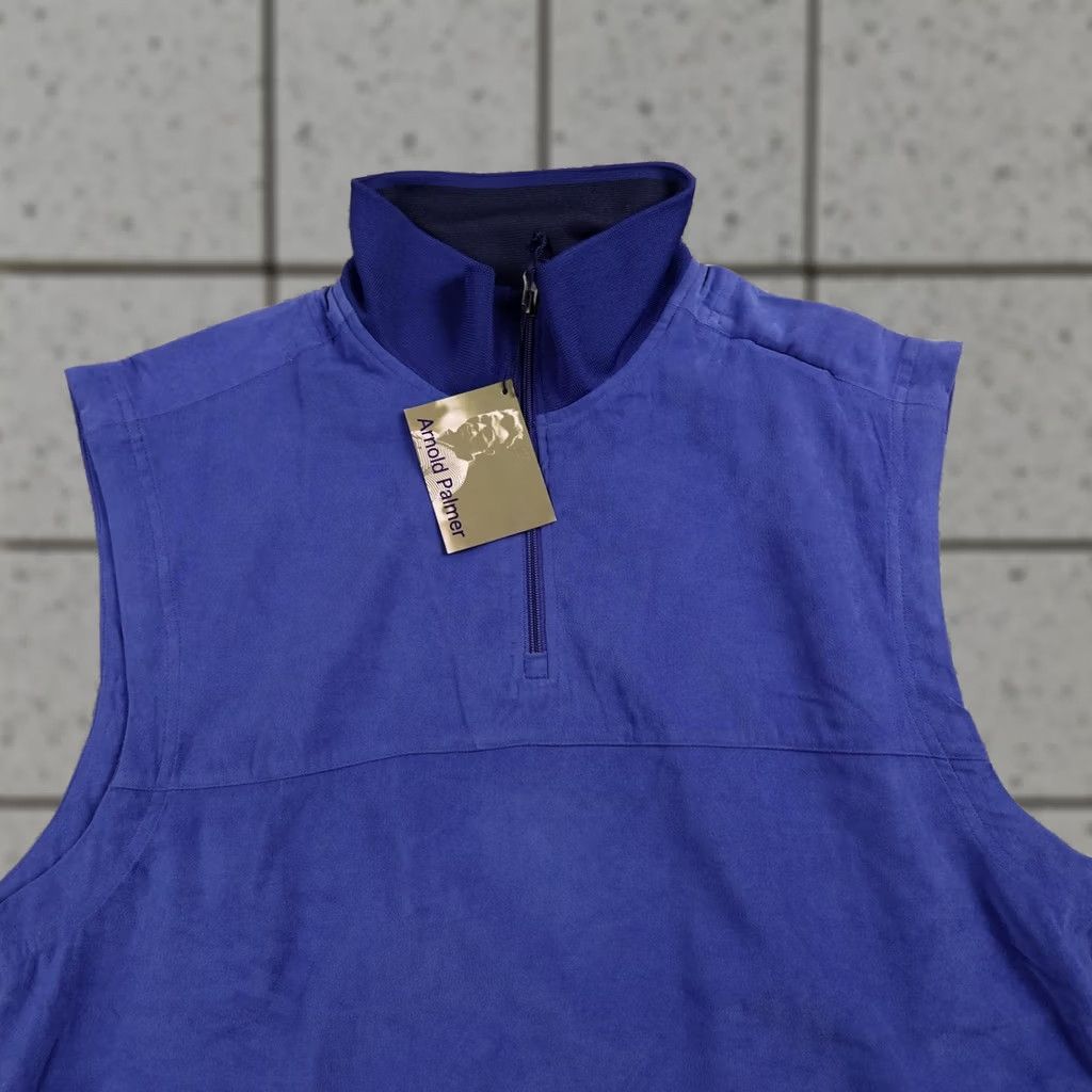 Vintage Arnold Palmer Vest Mens L Blue Quarter Zip Golf Pullover Sleeveless Jacket Windbreaker Zip Pockets Logo 1/4 Zip Lightweight Size US L / EU 52-54 / 3 - 1 Thumbnail