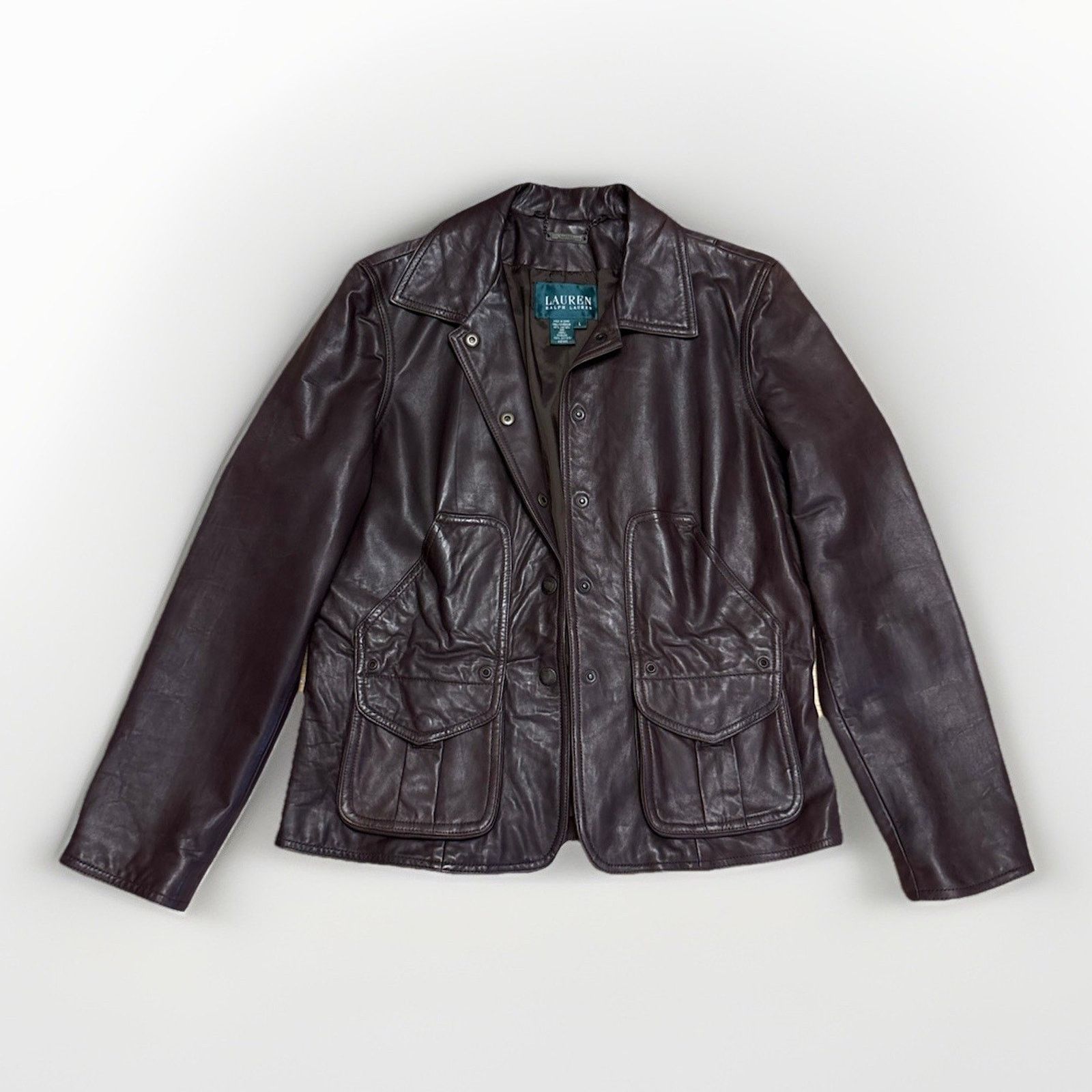 Vintage Polo Ralph Lauren Leather Jacket Brown Leather Sz L
