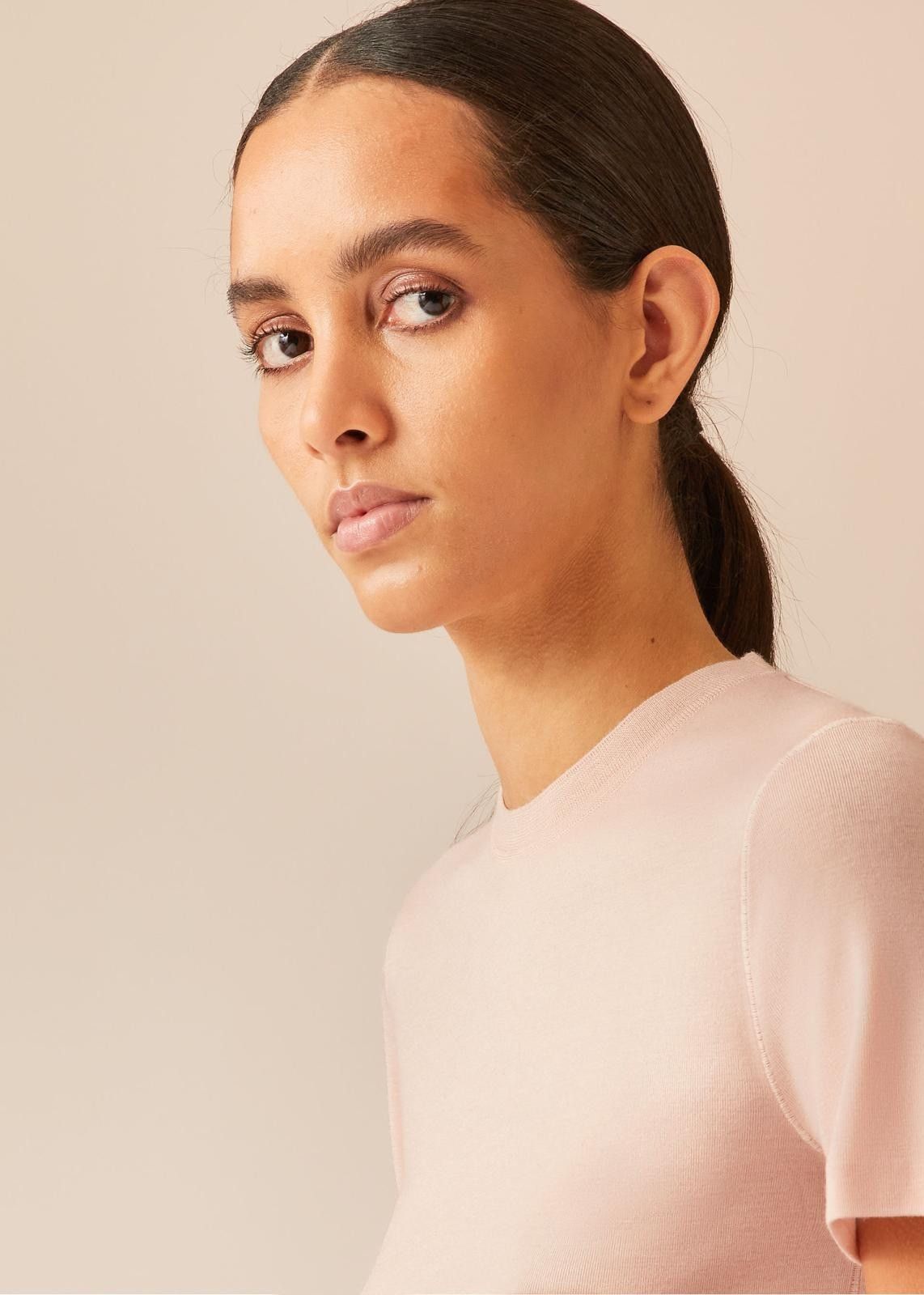 Loro Piana o1srvl11e1024 Cocooning Sedona Short Sleeve T-Shirt in Pink Size XL / US 12-14 / IT 48-50 - 4 Thumbnail