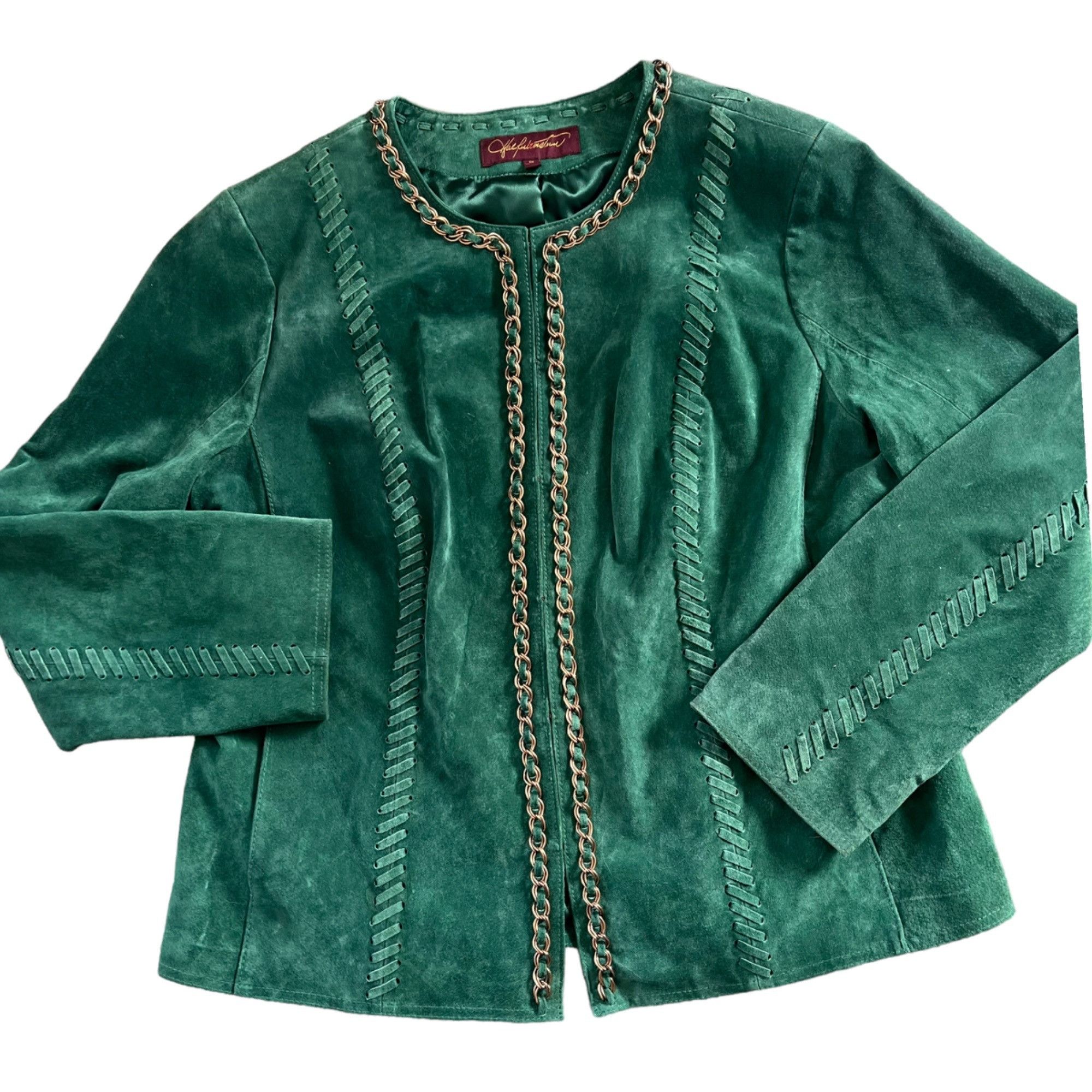 Other Hal Rubenstein Jade Green 100% Leather Fully Lined Jacket 1X Size XL / US 12-14 / IT 48-50 - 1 Thumbnail