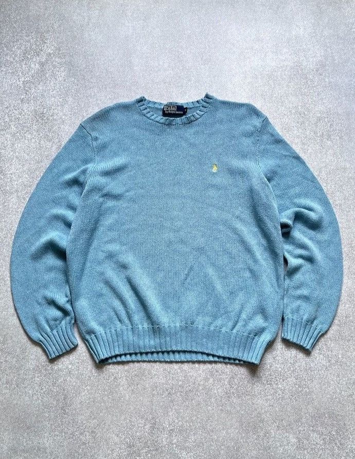 Polo Ralph Lauren Vintage Polo Ralph Lauren Blue Knit Sweater Y2K M Size US M / EU 48-50 / 2 - 1 Thumbnail