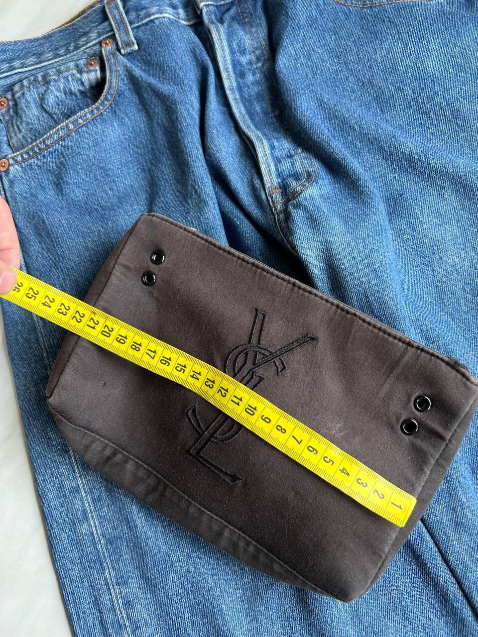Vintage × Yves Saint Laurent Yves Saint Laurent YSL big pouch cosmetic bag used faded Size ONE SIZE - 11 Thumbnail