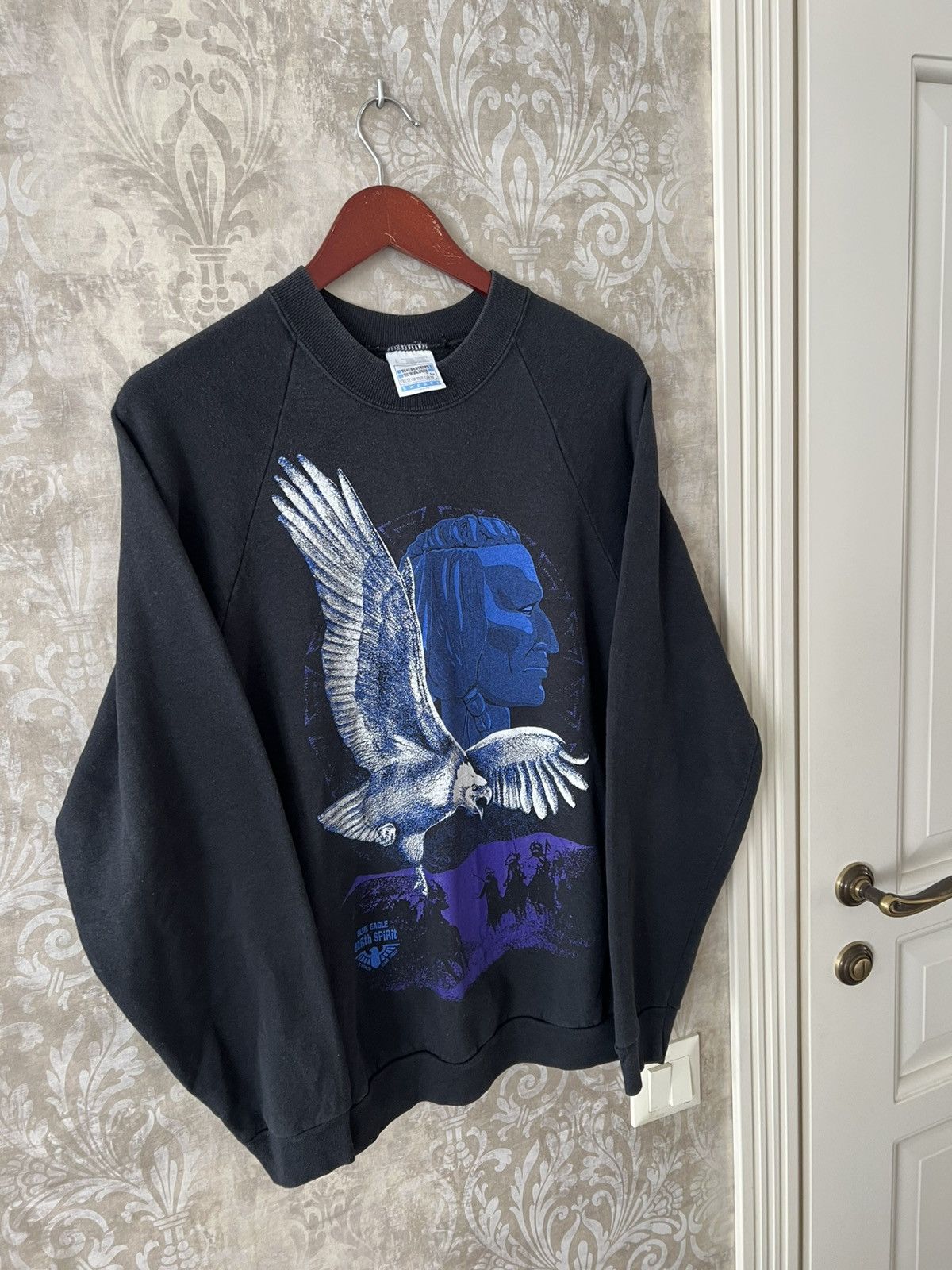Vintage Vintage 90s Earth Spirit Sweatshirt Blue Eagle Bald Eagle Size US L / EU 52-54 / 3 - 4 Thumbnail