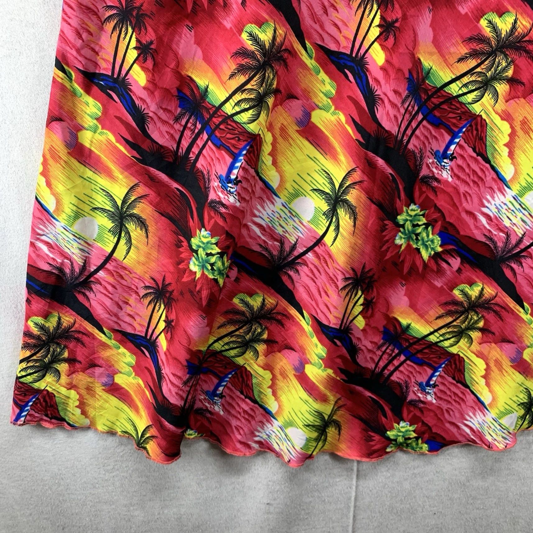 Vintage VINTAGE Creations Women's Hawaiian Top Mini Dress Sundress 70s Retro Floral Pink Sleeveless Scoop Neck Pullover Adjustable Straps Short Dress Size M / US 6-8 / IT 42-44 - 6 Thumbnail