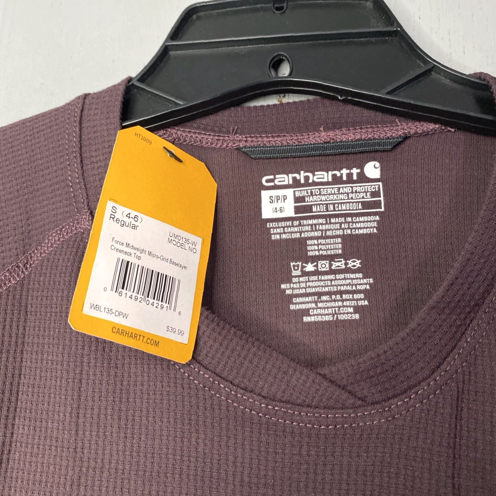 Carhartt Carhartt Force Midweight Base Layer Tec Crewneck Deep Wine MSRP 9.99 S Women Long Sleeve Pullover Logo Thermal Workwear Casual Travel Size S / US 4 / IT 40 - 2 Thumbnail