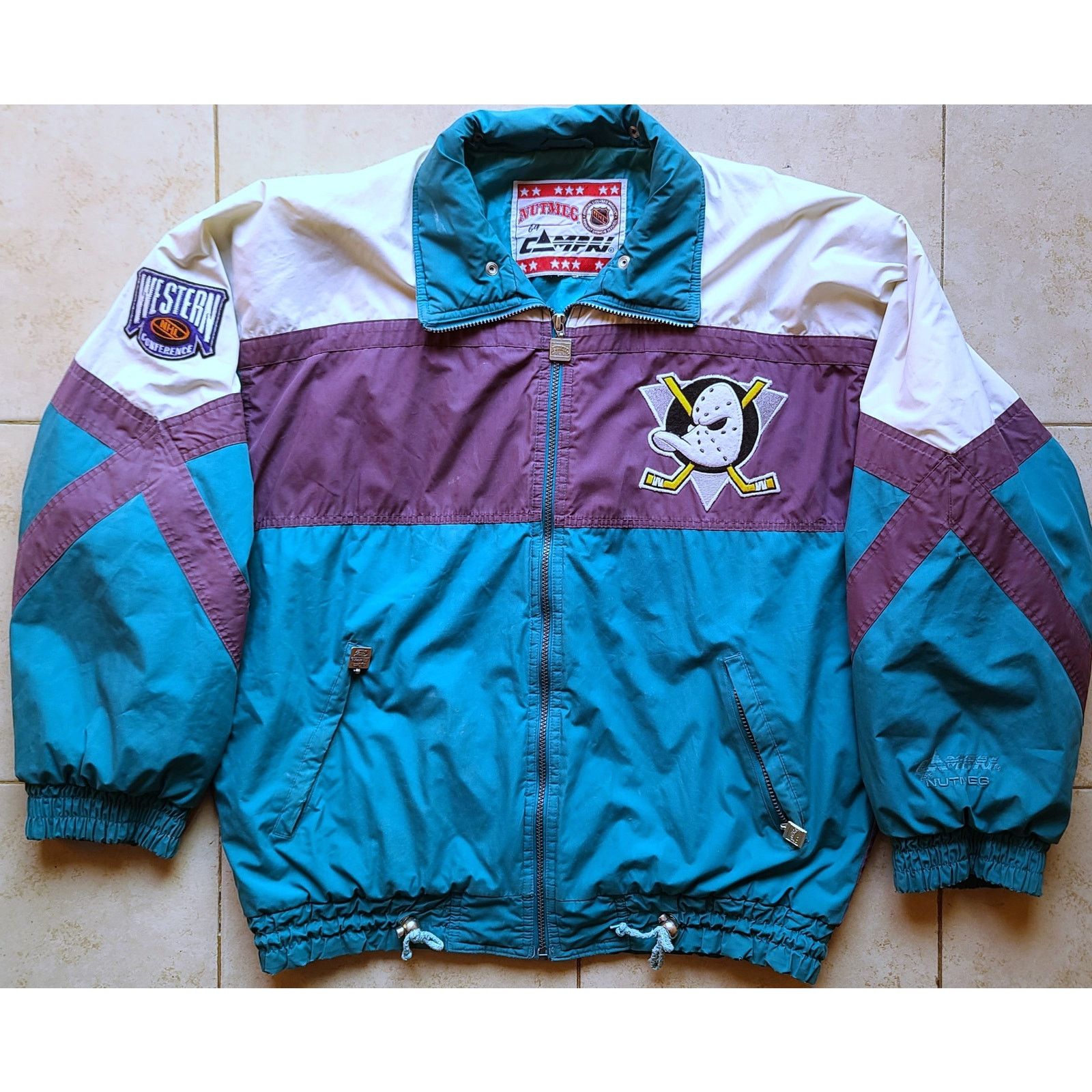 NHL Anaheim Mighty Ducks 90s NUTMEG puffer XL teal NHL vintage Size US XL / EU 56 / 4 - 2 Thumbnail
