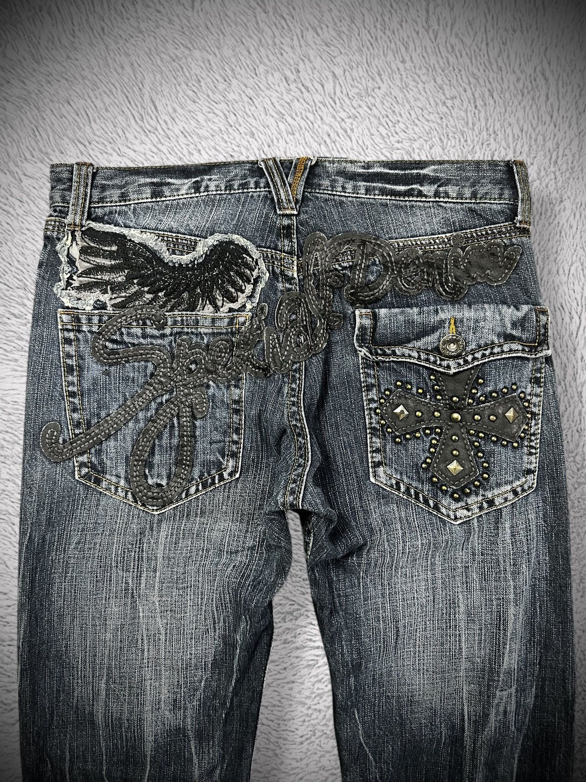 Japanese Brand 💥rare💥 japanese brand anti label studded embroidery jeans Size US 32 / EU 48 - 2 Thumbnail
