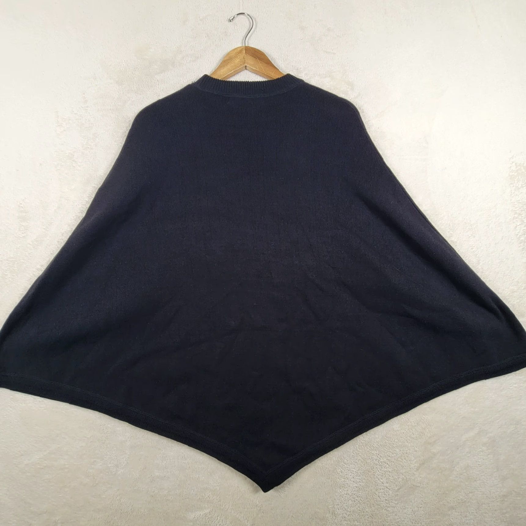 Vintage J. Peterman Poncho Shirt Women S Black 100% Cotton Hooded Bohemian Fringe Long Wool Knit Casual Fall Winter Size S / US 4 / IT 40 - 3 Thumbnail