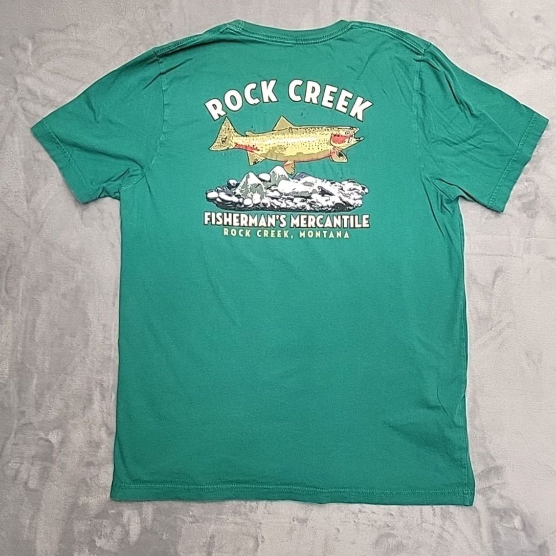 Vintage Rock Creek Fisherman's Mercantile Shirt Mens M Green Trout Graphic Montana Retro Size US M / EU 48-50 / 2 - 3 Thumbnail