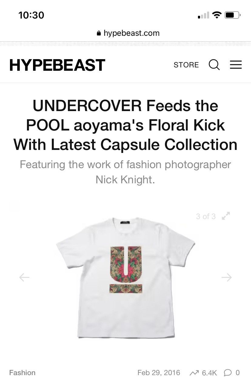 Fragment Design × Undercover 2016 Undercover X POOL aoyama's Floral tee Size US L / EU 52-54 / 3 - 13 Thumbnail