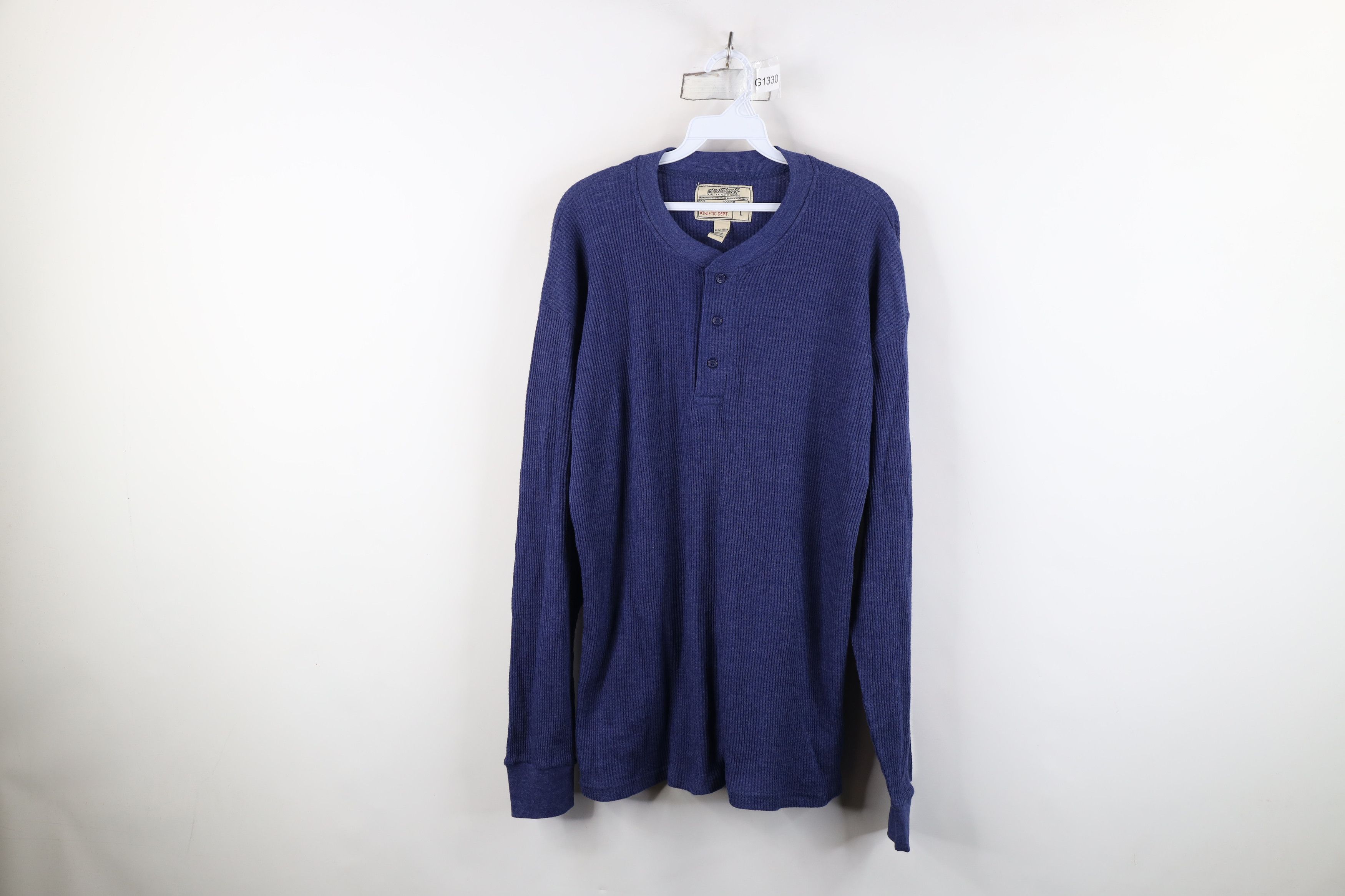 Vintage Vintage 90s Y2K Streetwear Waffle Knit Henley T-Shirt Size US L / EU 52-54 / 3 - 1 Thumbnail
