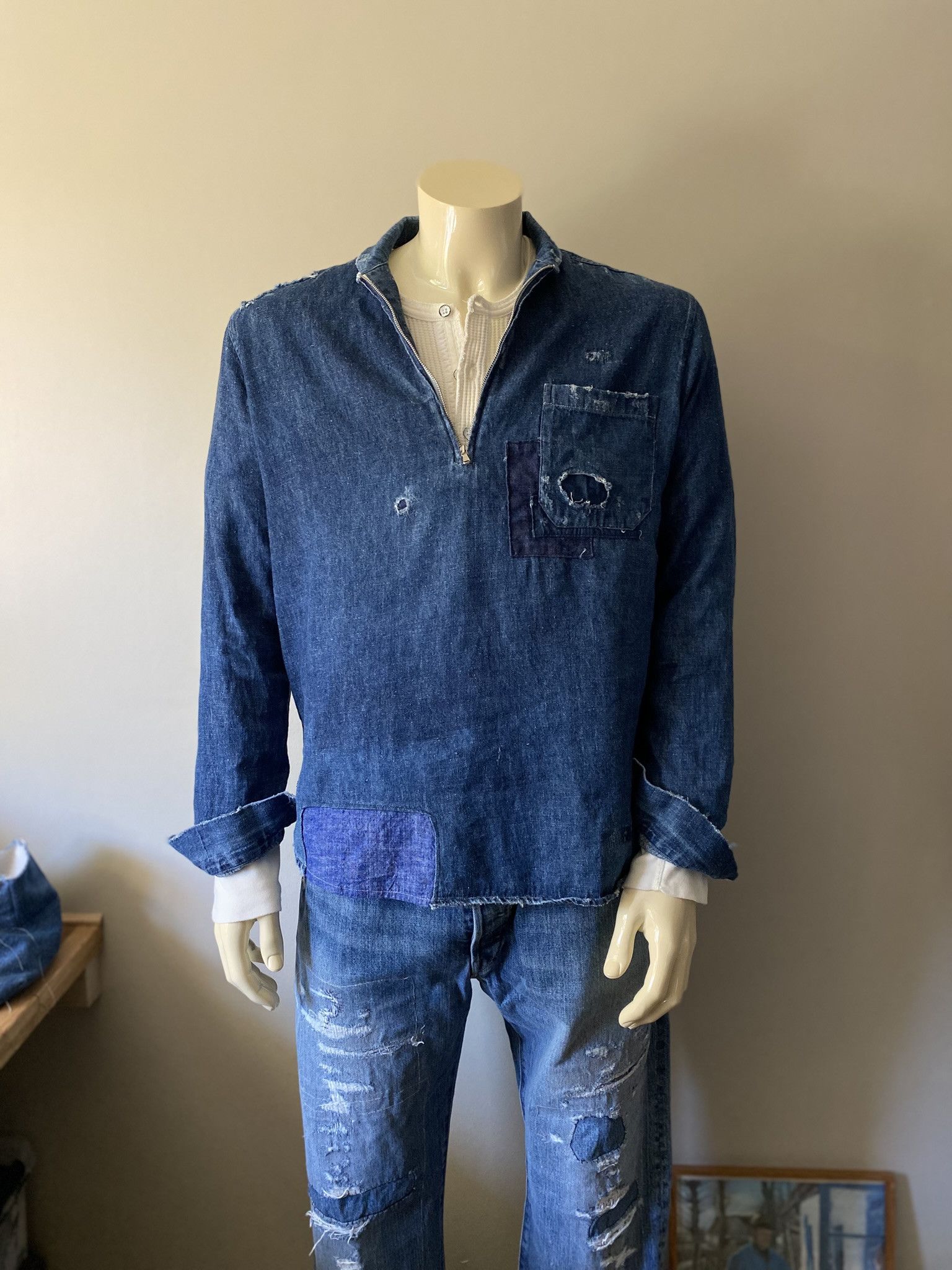 Our Legacy Distressed Half Zip - Japanese Hemp/Cotton Size US S / EU 44-46 / 1 - 3 Thumbnail