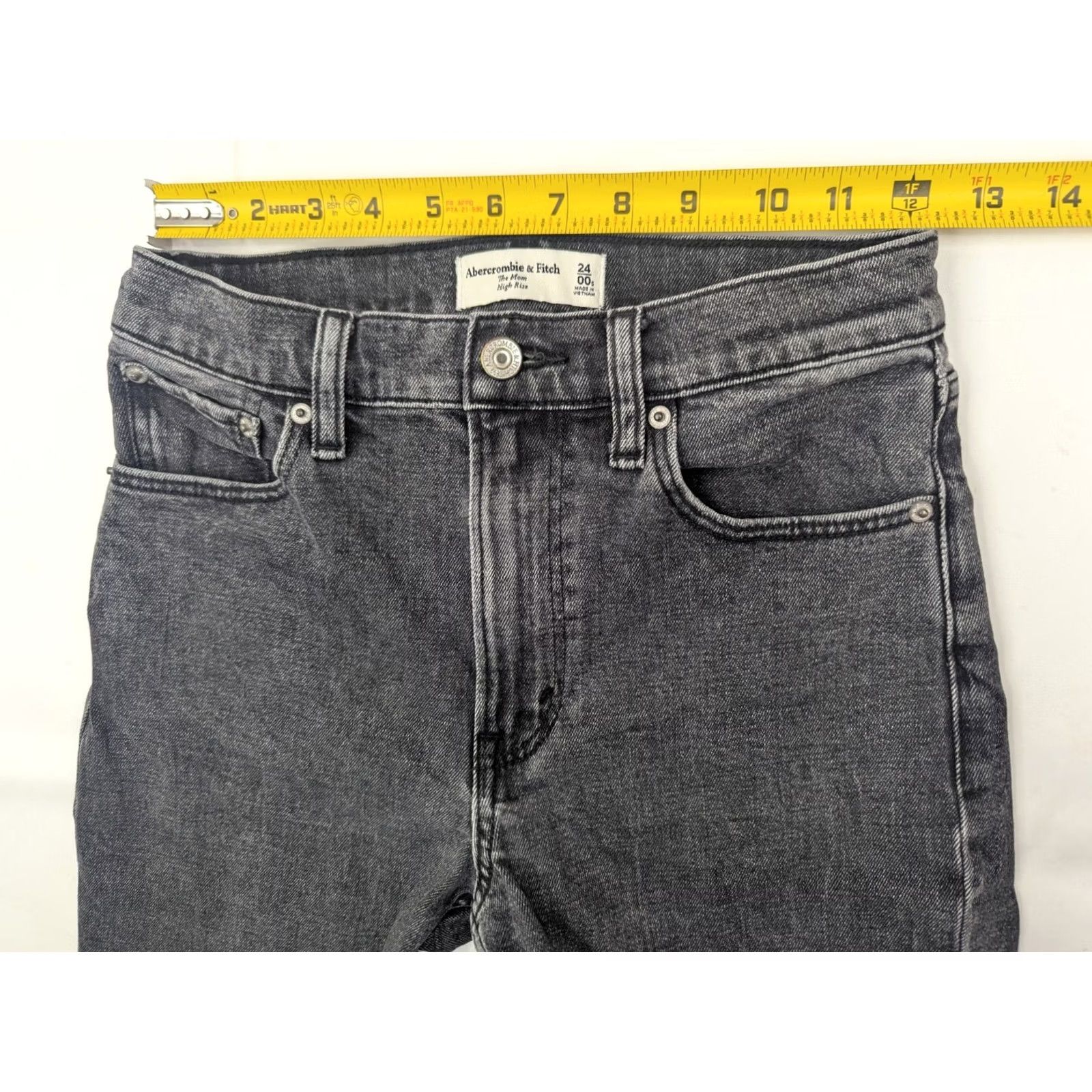 Abercrombie & Fitch Abercrombie & Fitch Jeans The Mom High Rise 00 24x24 Black Denim 5-Pocket Stretch Regular Women Size 24" / US 00 / IT 34 - 5 Thumbnail