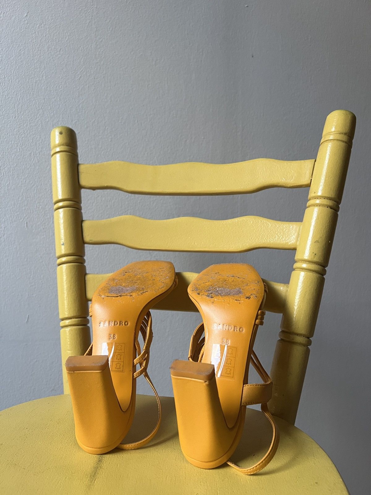 Sandro Sandro Paris Faye Yellow Open Heels Size US 8 / IT 38 - 12 Thumbnail