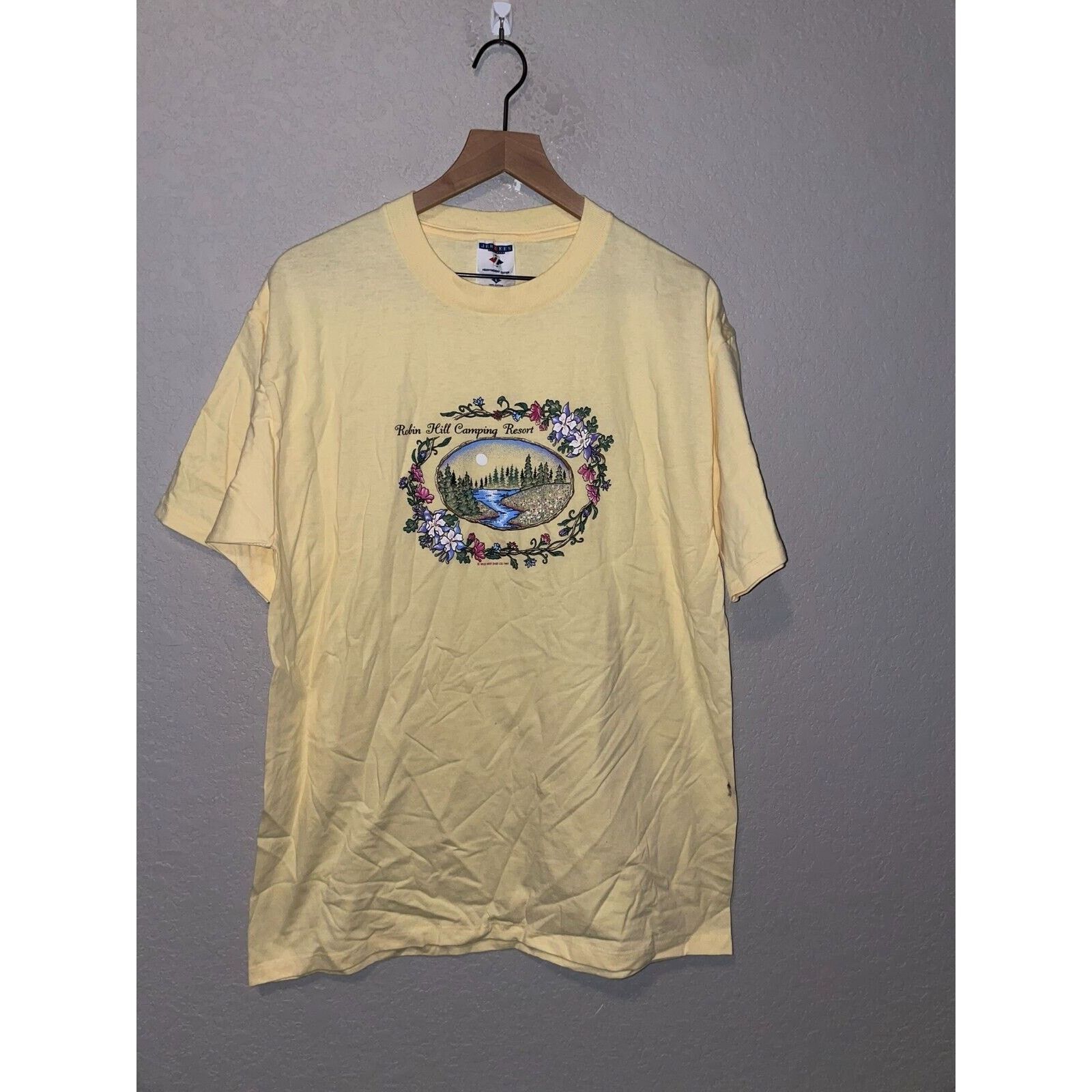 Jerzees Vintage Robin Hill Shirt Camping Resort Yellow Tee VTG 90s L Size US L / EU 52-54 / 3 - 1 Thumbnail