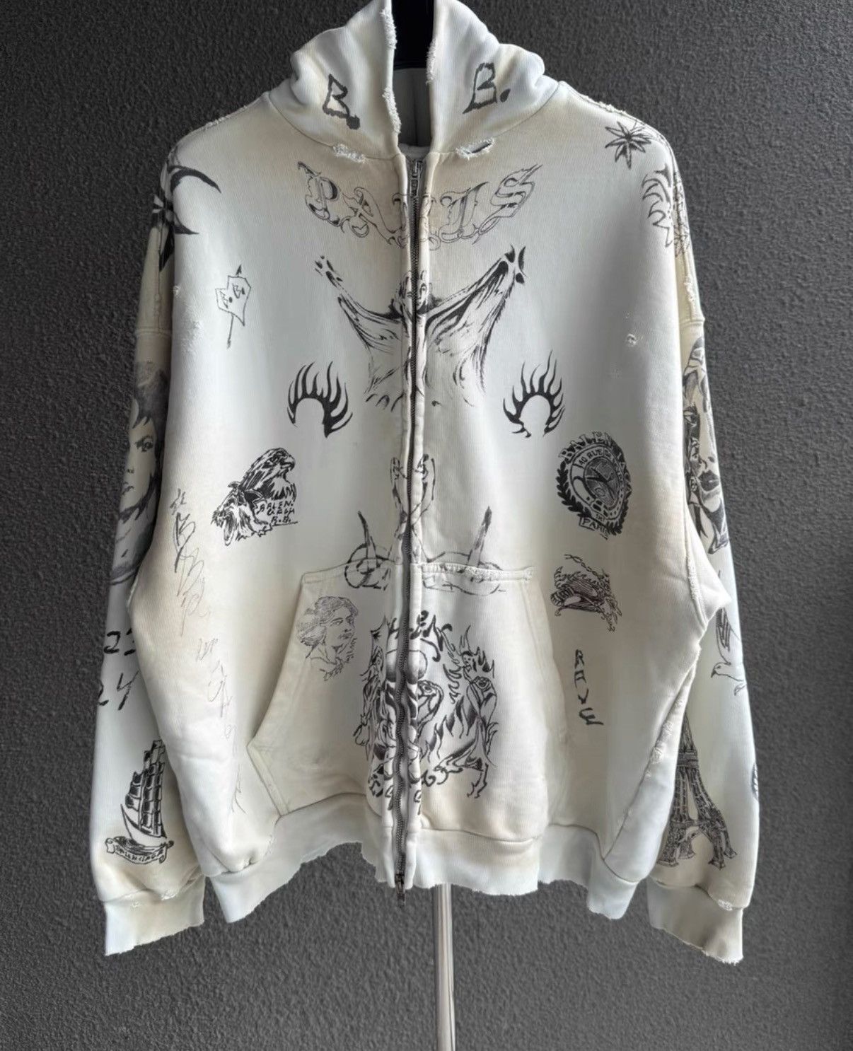 Balenciaga SS24 TATTOO ZIPUP HOODIE | Grailed