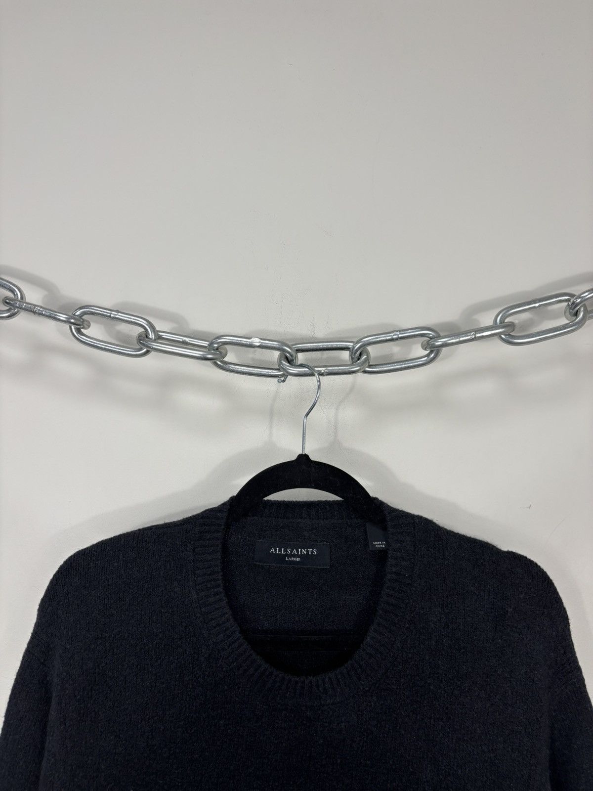 Allsaints AllSaints Men’s Olnar Crew Black/Grey Cotton Blend Sweater Size US L / EU 52-54 / 3 - 3 Thumbnail
