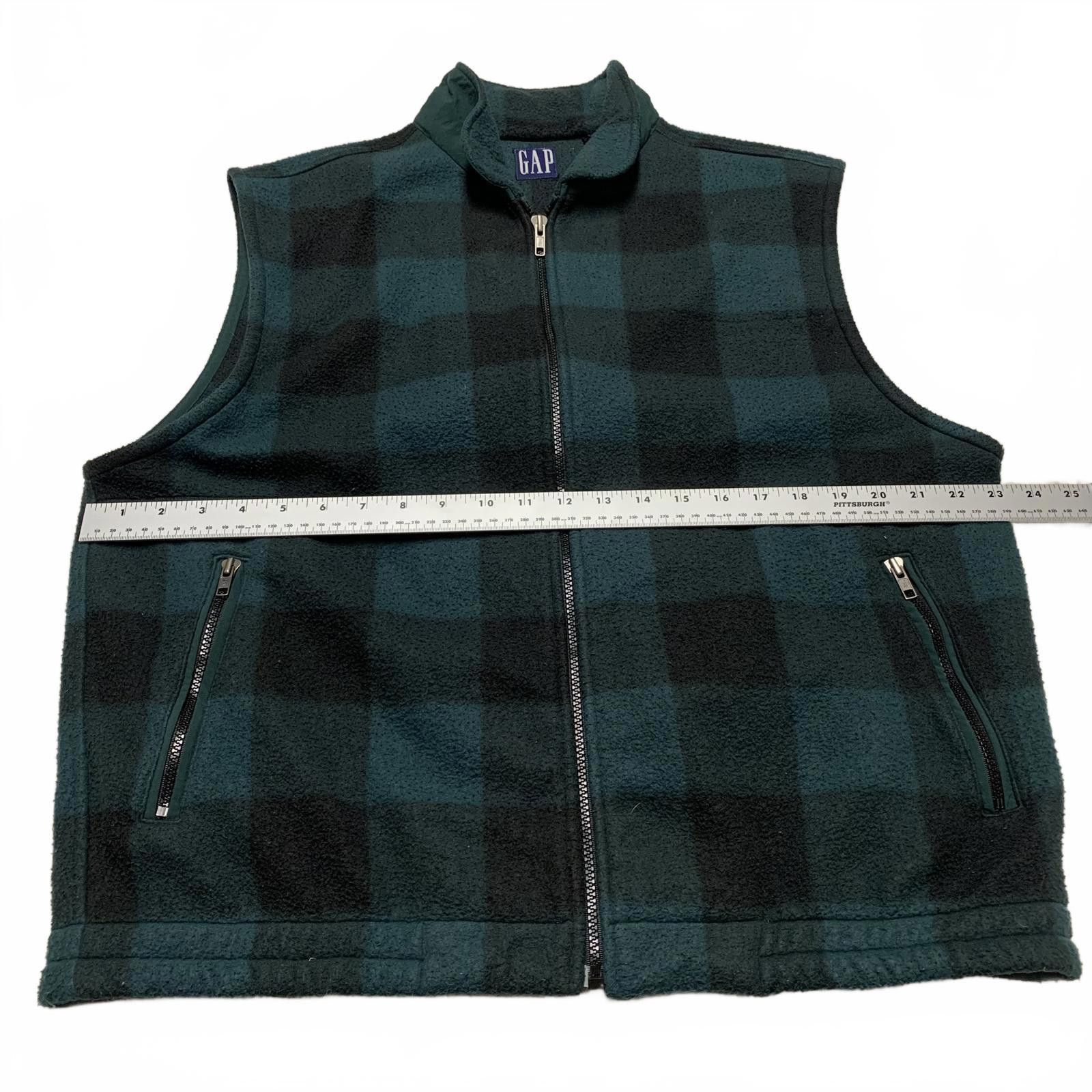 Gap GAP Men's Large Buffalo Plaid Green Black Fleece Vest Size US L / EU 52-54 / 3 - 6 Thumbnail