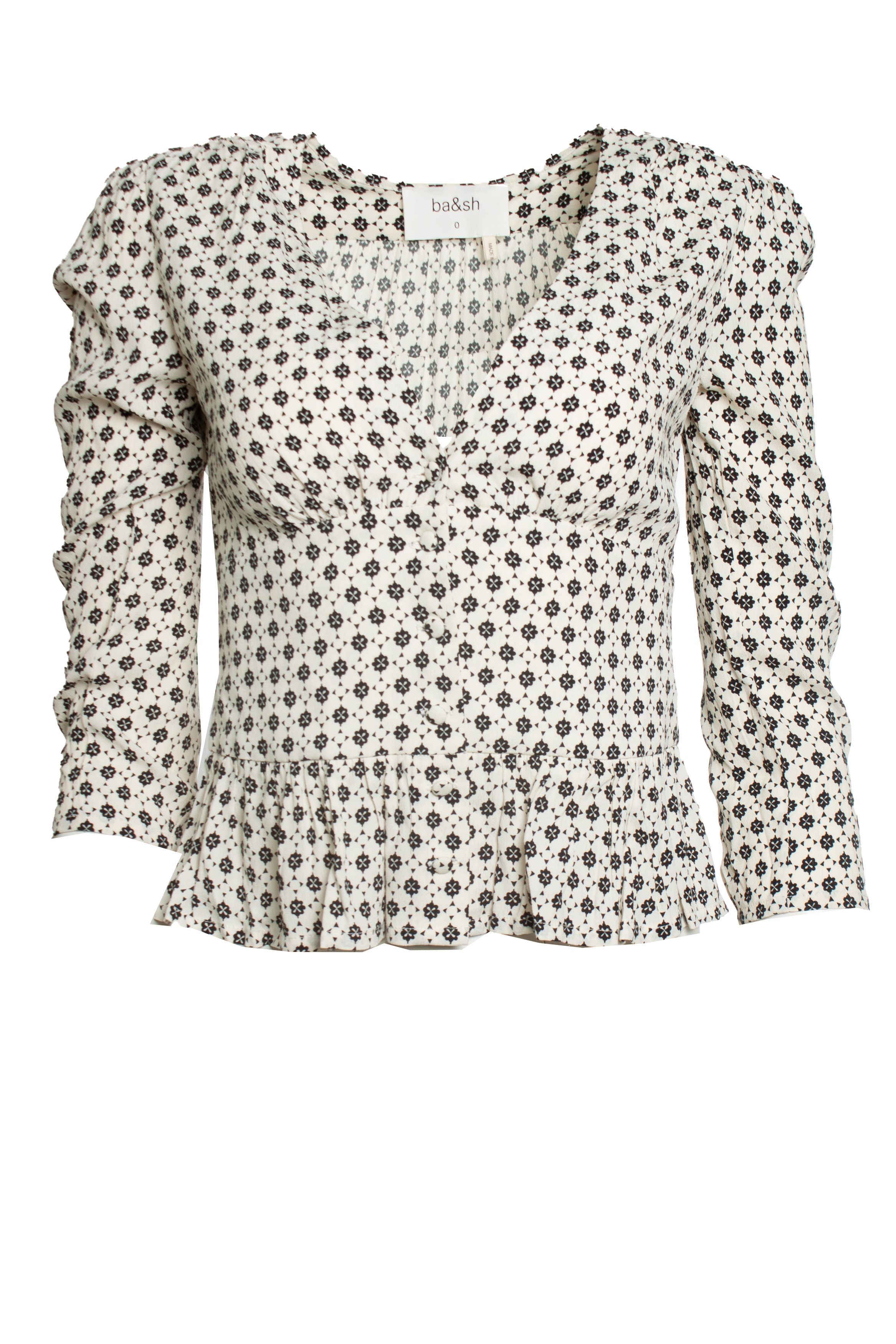 ba&sh Ba&sh, Carlo top in black and ecru Size XS / US 0-2 / IT 36-38 - 1 Thumbnail