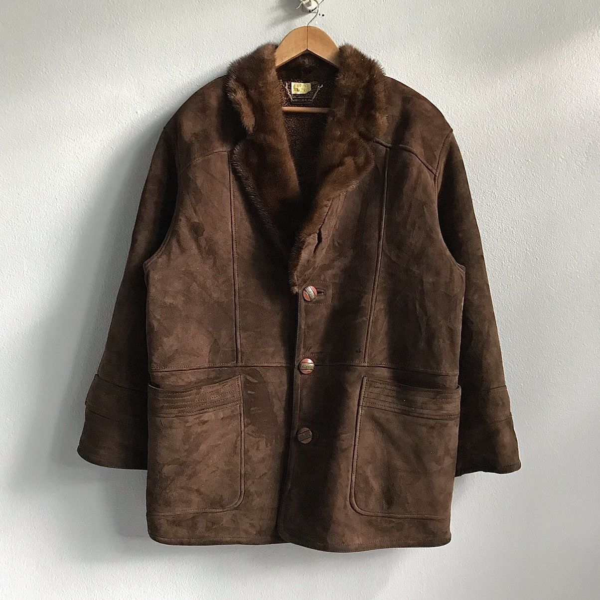 Suede Brown Fur Leather Tradong Jacket Sherpa Heavy