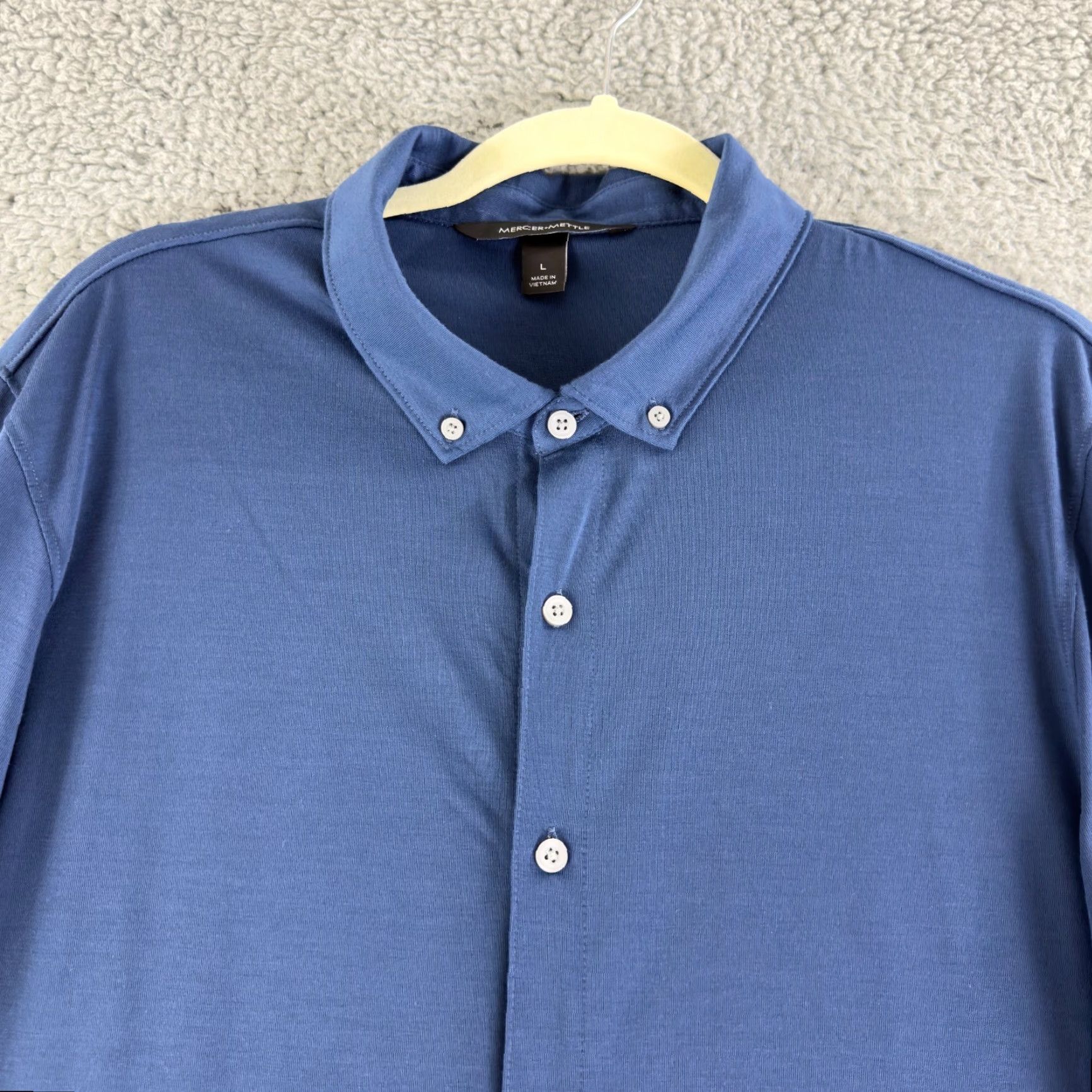 Vintage Mercer+Mettle Stretch Jersey Shirt Mens Large Blue Long Sleeve Button-Down Soft Shirt Mens Large Blue Long Sleeve Button-Down Jersey Shirt Size US L / EU 52-54 / 3 - 3 Thumbnail