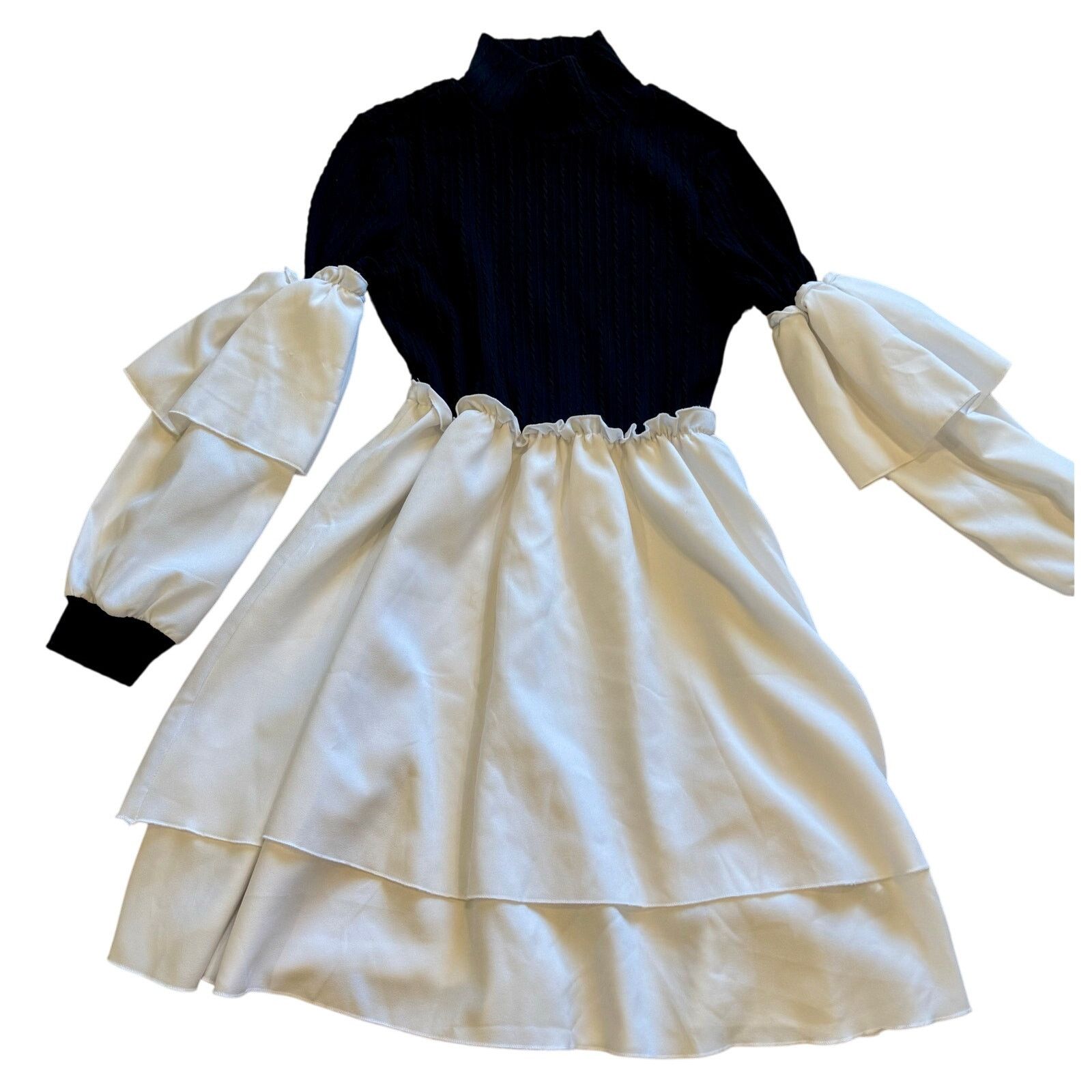 Lumen Et Umbra LUNE NWOT Two-Tone Bishop Sleeve High Neck Dress – Size XS Size XS / US 0-2 / IT 36-38 - 4 Thumbnail