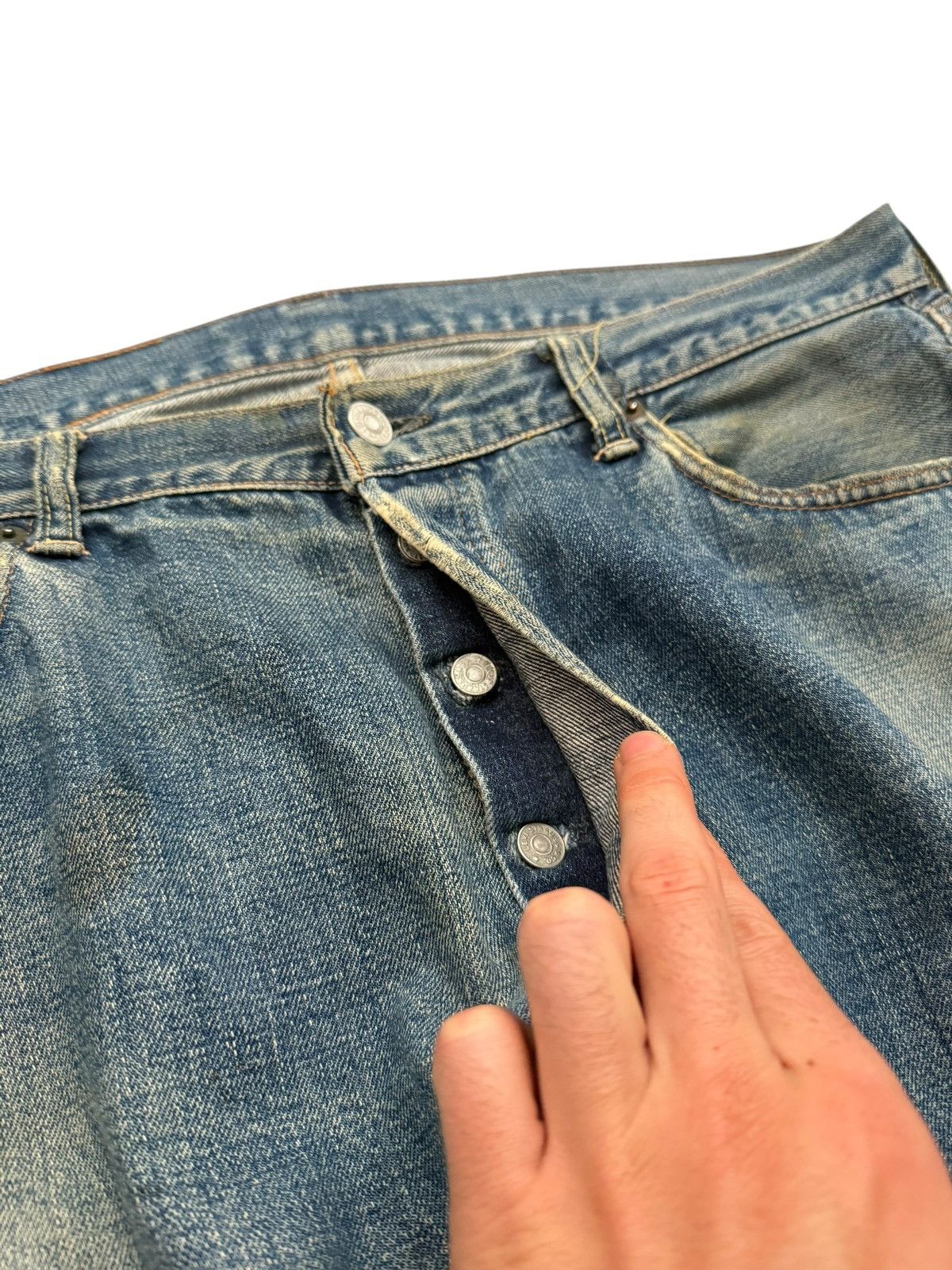 Levi's RARE OG 1960’s Big E Levi’s 501 Oil Splash Selvedge Denim Size US 38 / EU 54 - 10 Thumbnail
