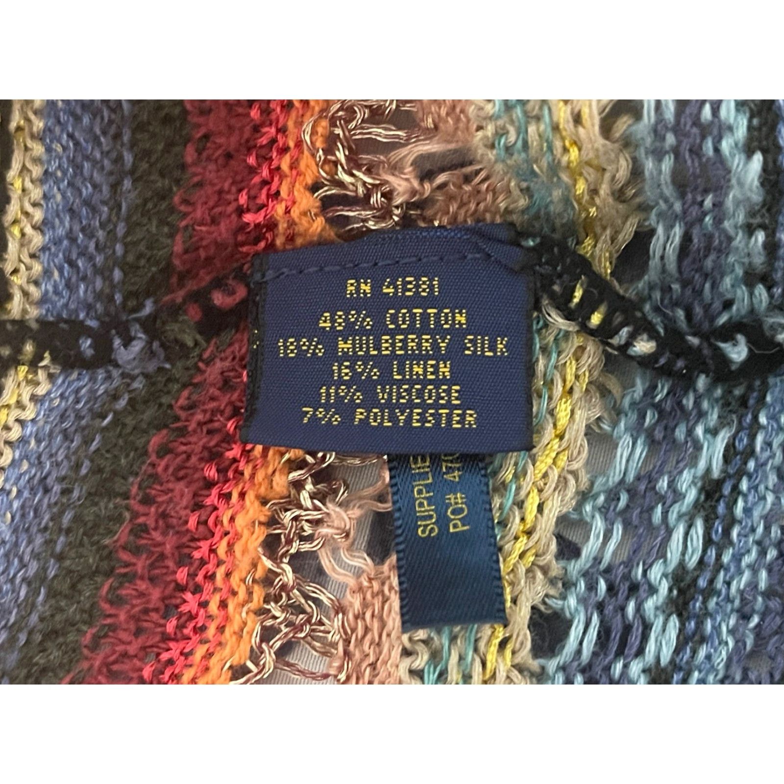 Ralph Lauren POLO RALPH LAUREN Serape Crochet Mulberry Silk Linen Sweater Cardigan Womens Medium Striped V-Neck Long Sleeve Southwest 90s Aztec Bohemian Designer Size M / US 6-8 / IT 42-44 - 6 Thumbnail