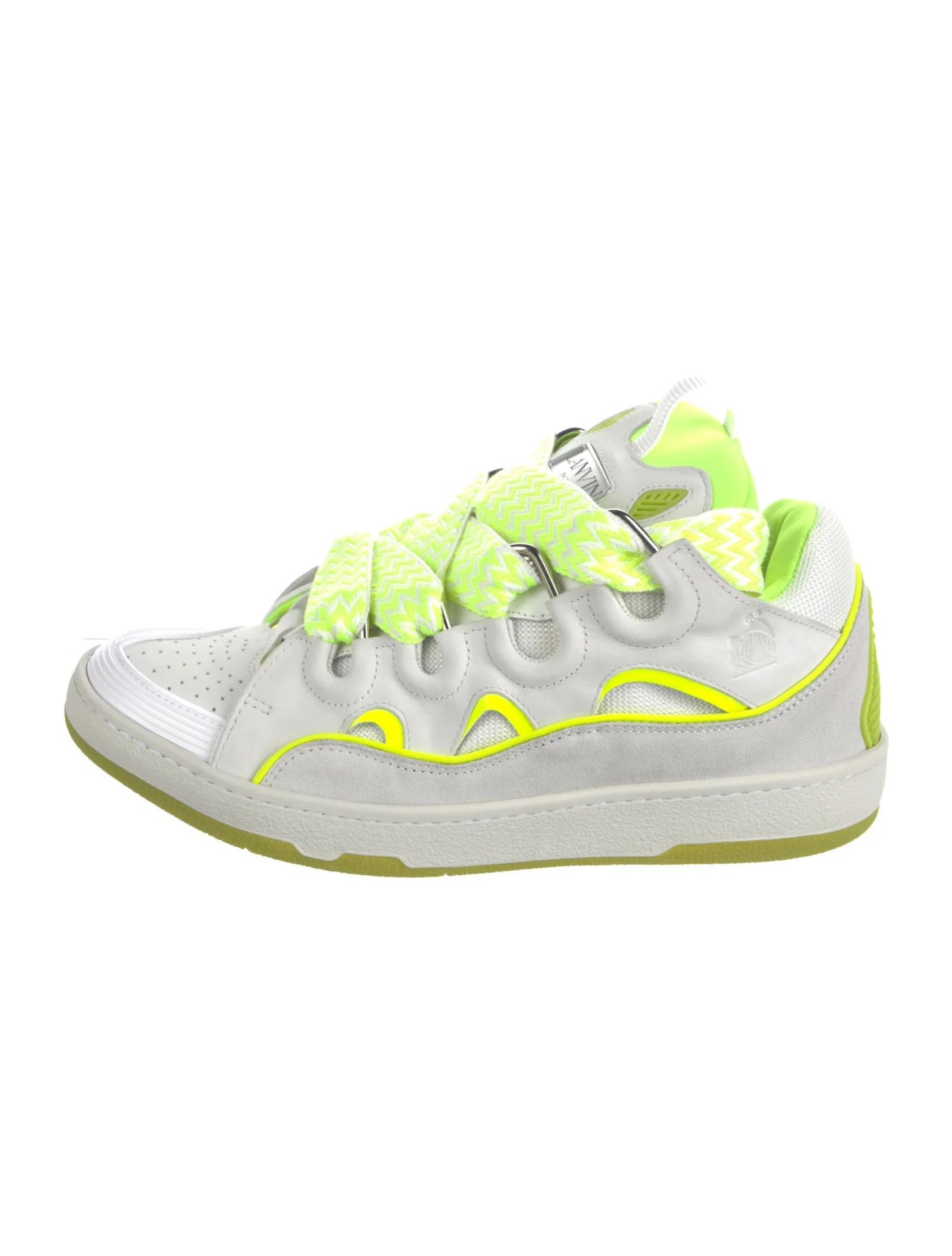 Lanvin Leather Printed Sneakers in White/Yellow Size US 8 / EU 41 - 1 Thumbnail