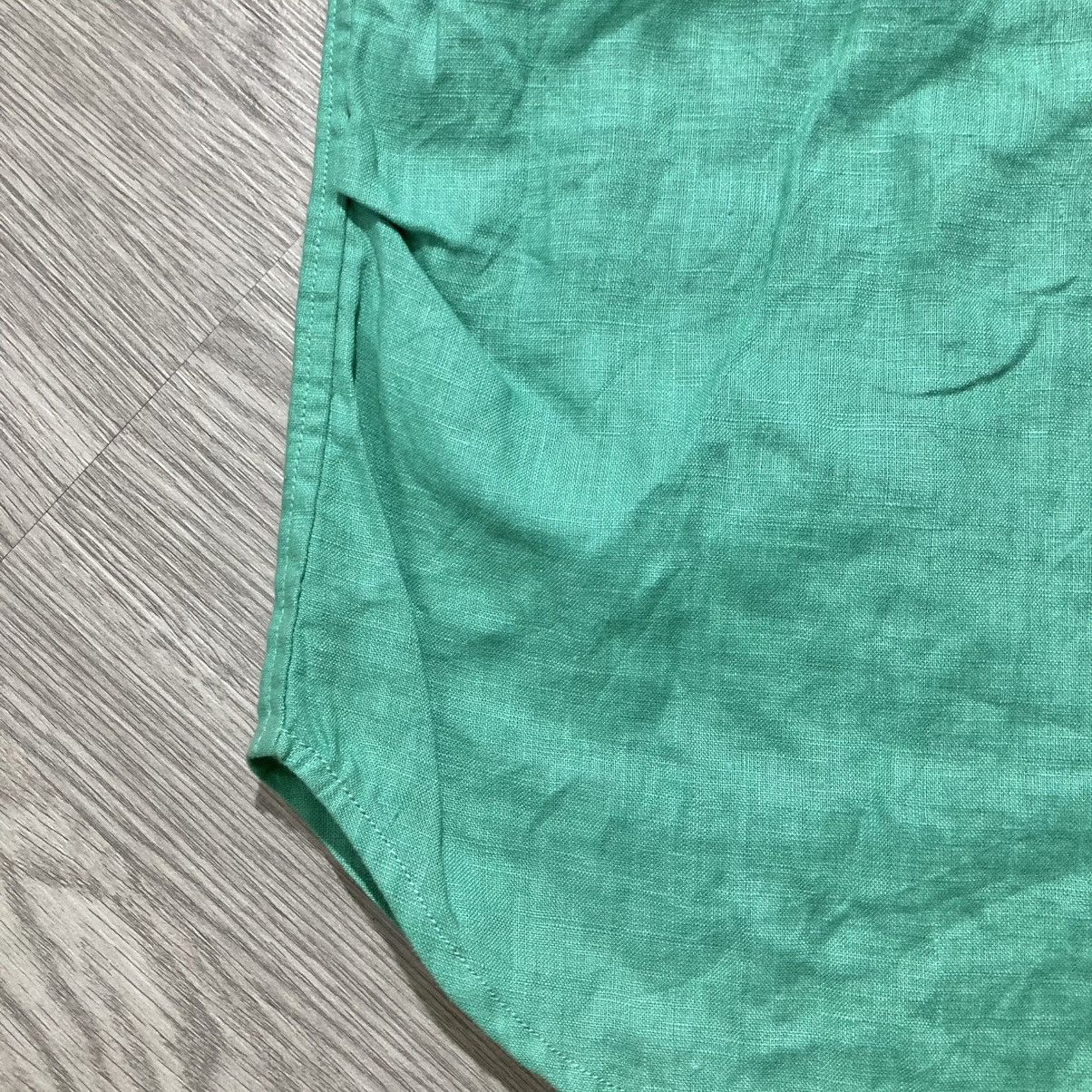 Japanese Brand 2000s Beams Heart Collar Overhead Linen Shirt Green Designer Size M / US 6-8 / IT 42-44 - 8 Thumbnail