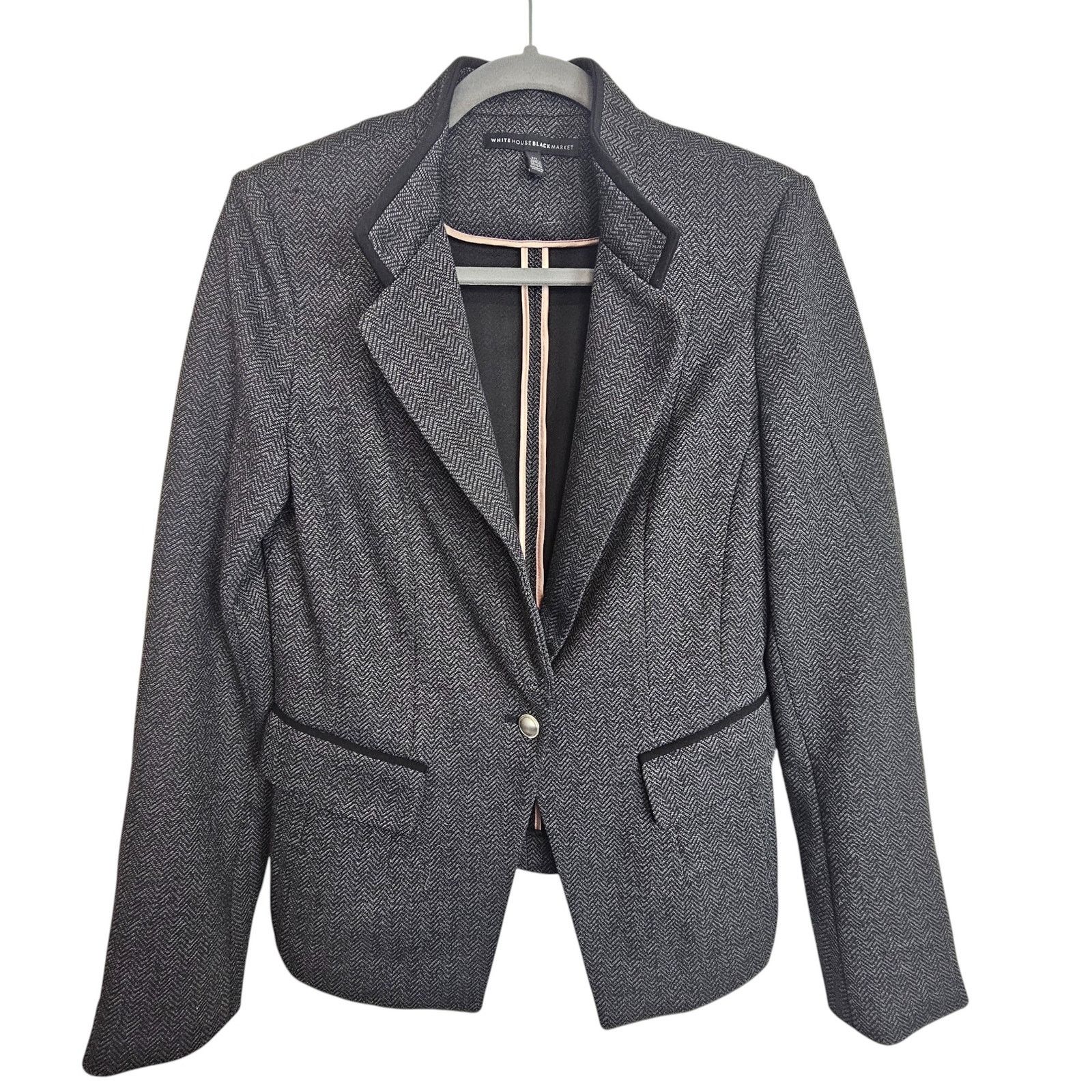 White House Black Market White House Black Market Womens Herringbone Blazer 10 Career Size L / US 10 / IT 46 - 1 Thumbnail