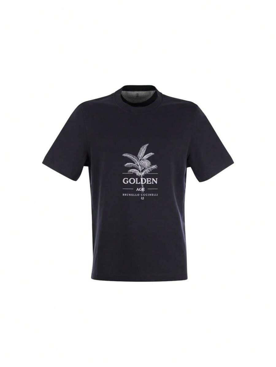 Brunello Cucinelli o1la1rc1a0325 T-Shirt in Midnight Blue Size US L / EU 52-54 / 3 - 1 Thumbnail