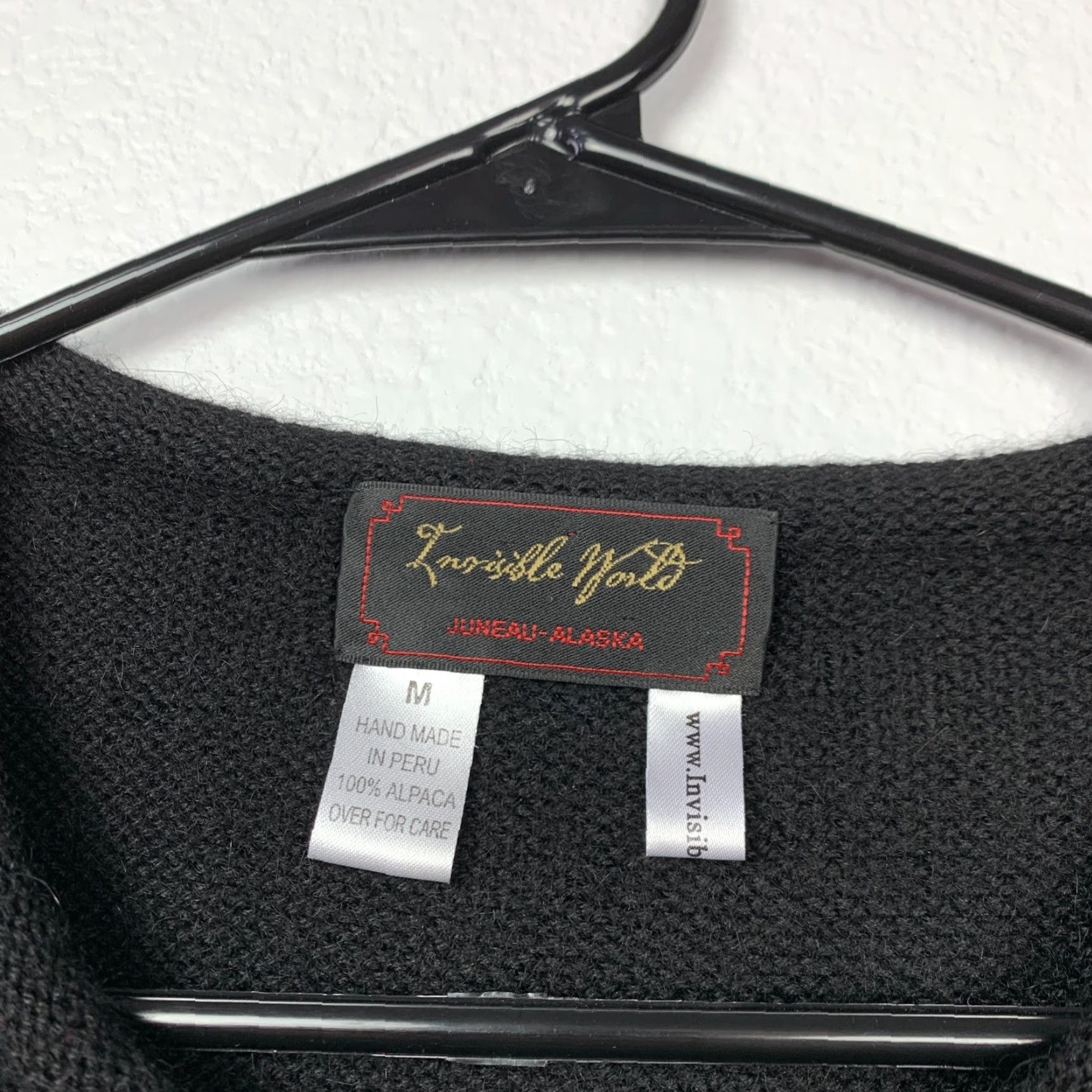Vintage Invisible World Sweater Cardigan Women M Black Alpaca Wool 100% Medium Size M / US 6-8 / IT 42-44 - 3 Thumbnail