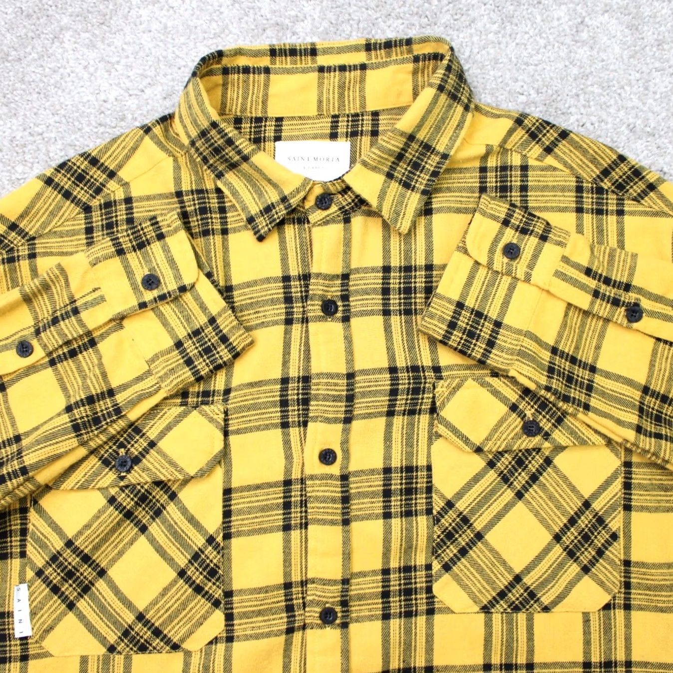 Vintage Saint Morta Flannel Shirt Mens XL Yellow/Black Plaid Shirt Long Sleeve Button-Up Casual Workwear 90s Retro Vintage Size US XL / EU 56 / 4 - 2 Thumbnail