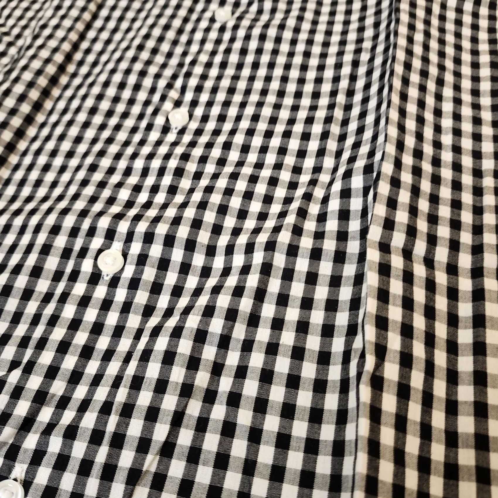 Dockers DOCKERS Dress Shirt Men XL White Black Checkered Fitted Stretch Collared Long Sleeve Button-Front Cotton Size 46R - 6 Thumbnail