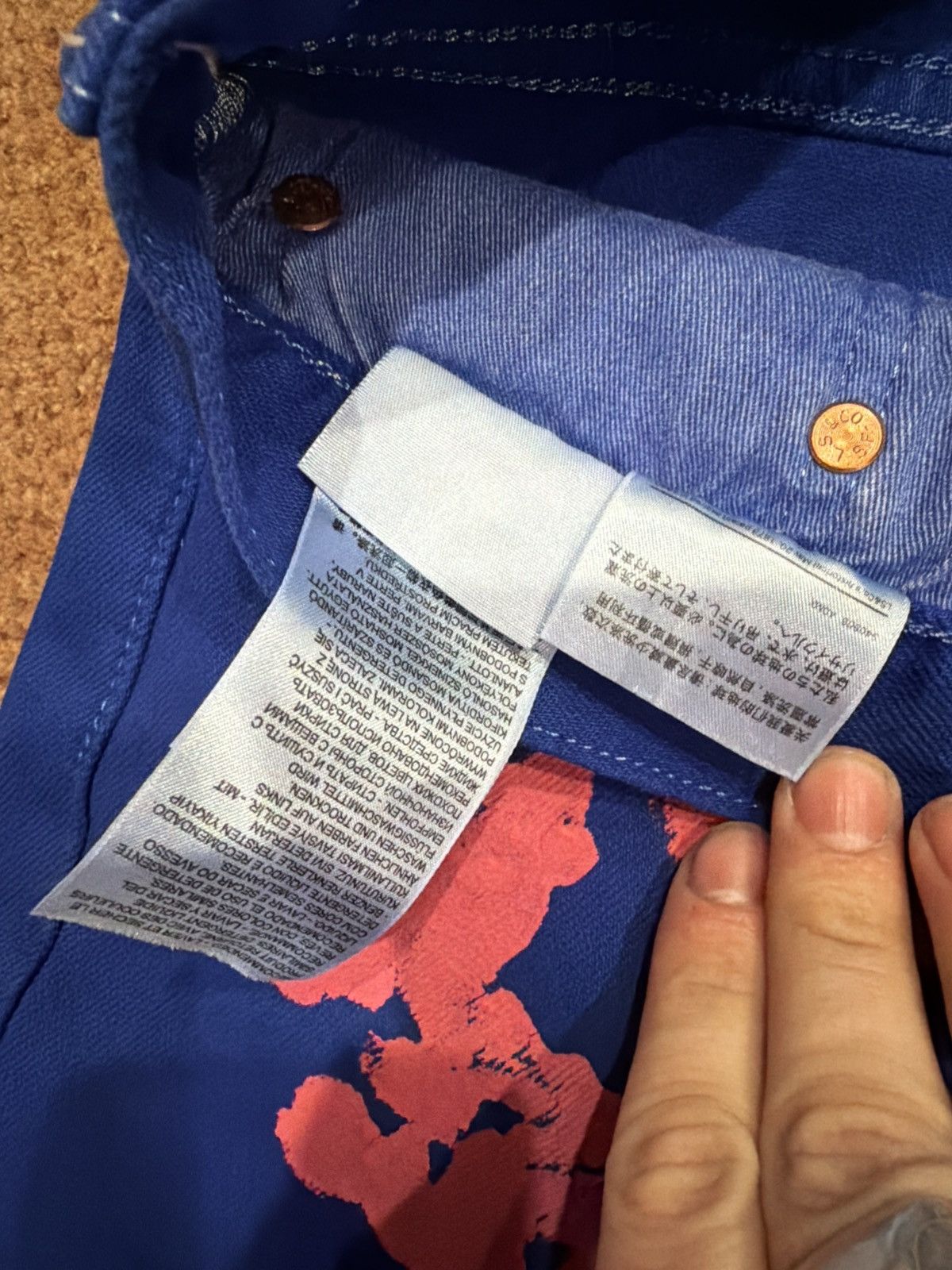 (B).Stroy × DENIM TEARS Bstroy denim tears bright blue jeans Size US 31 - 6 Thumbnail