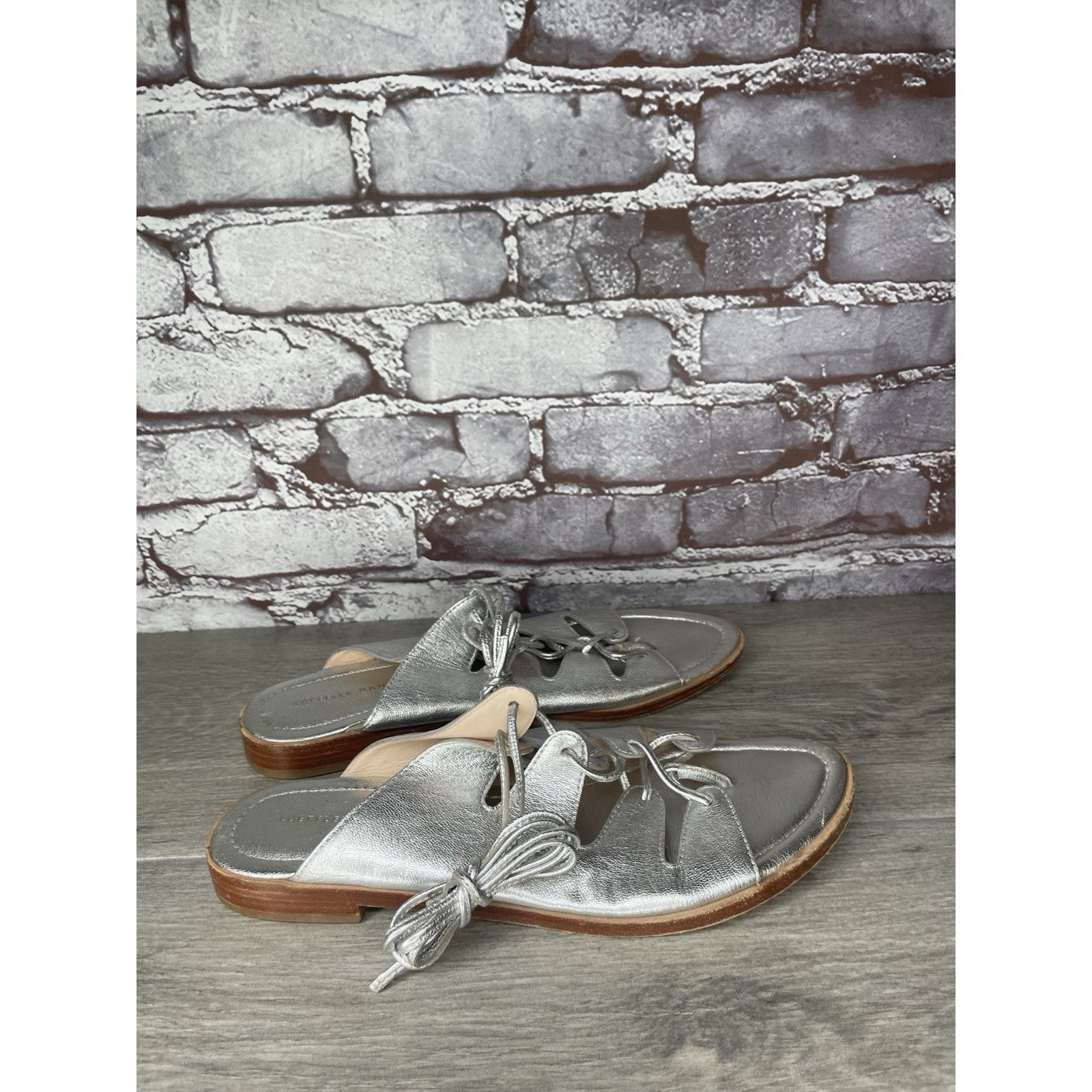 Loeffler Randall Loeffler Randall Kira GT Silver Metallic Thong Sandals Women Size US 9.5 / IT 39.5 - 18 Thumbnail
